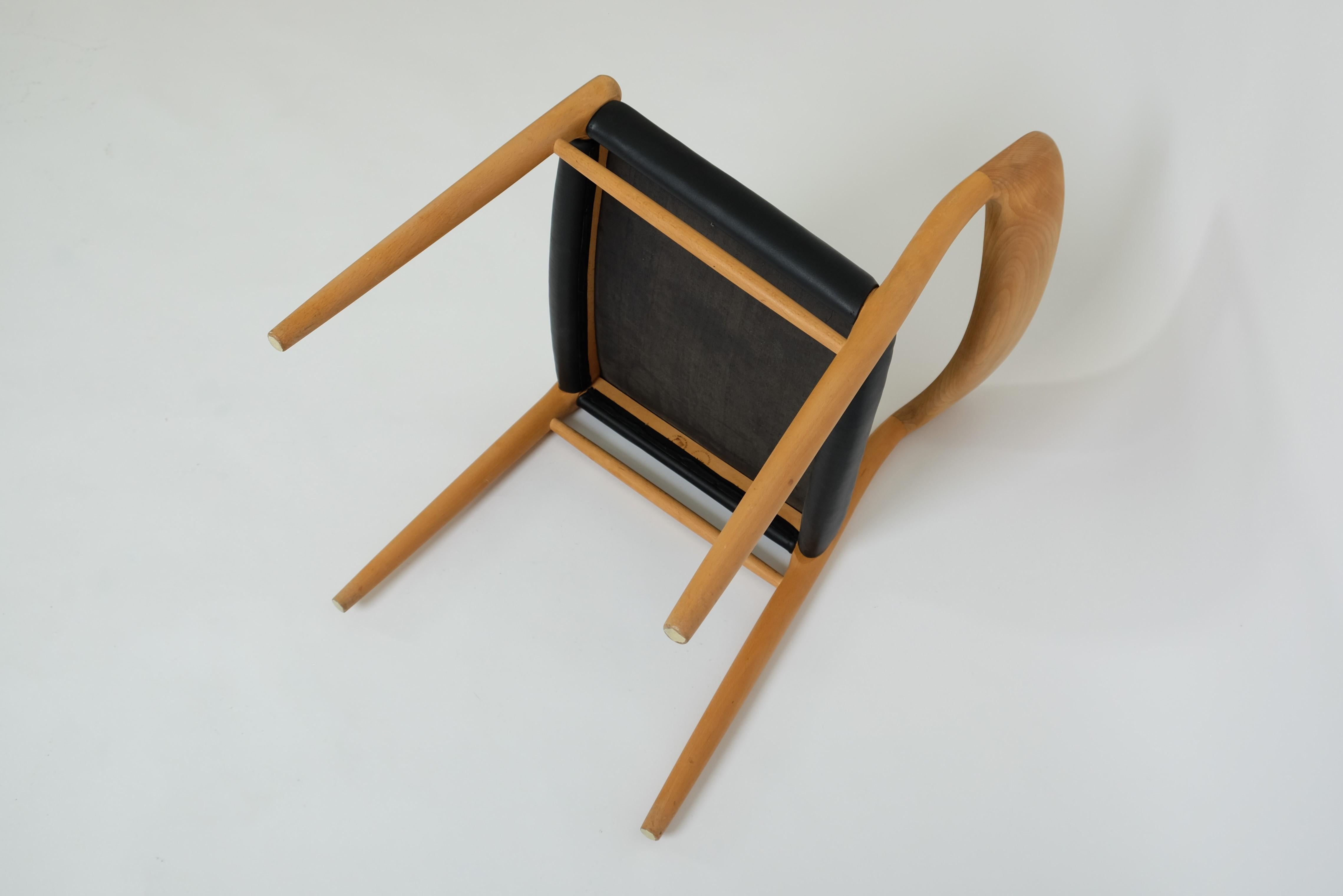 Mid-Century Beech Leather Dining Chair No. 75 by Niels O. Möller for J.L. Möller For Sale 13