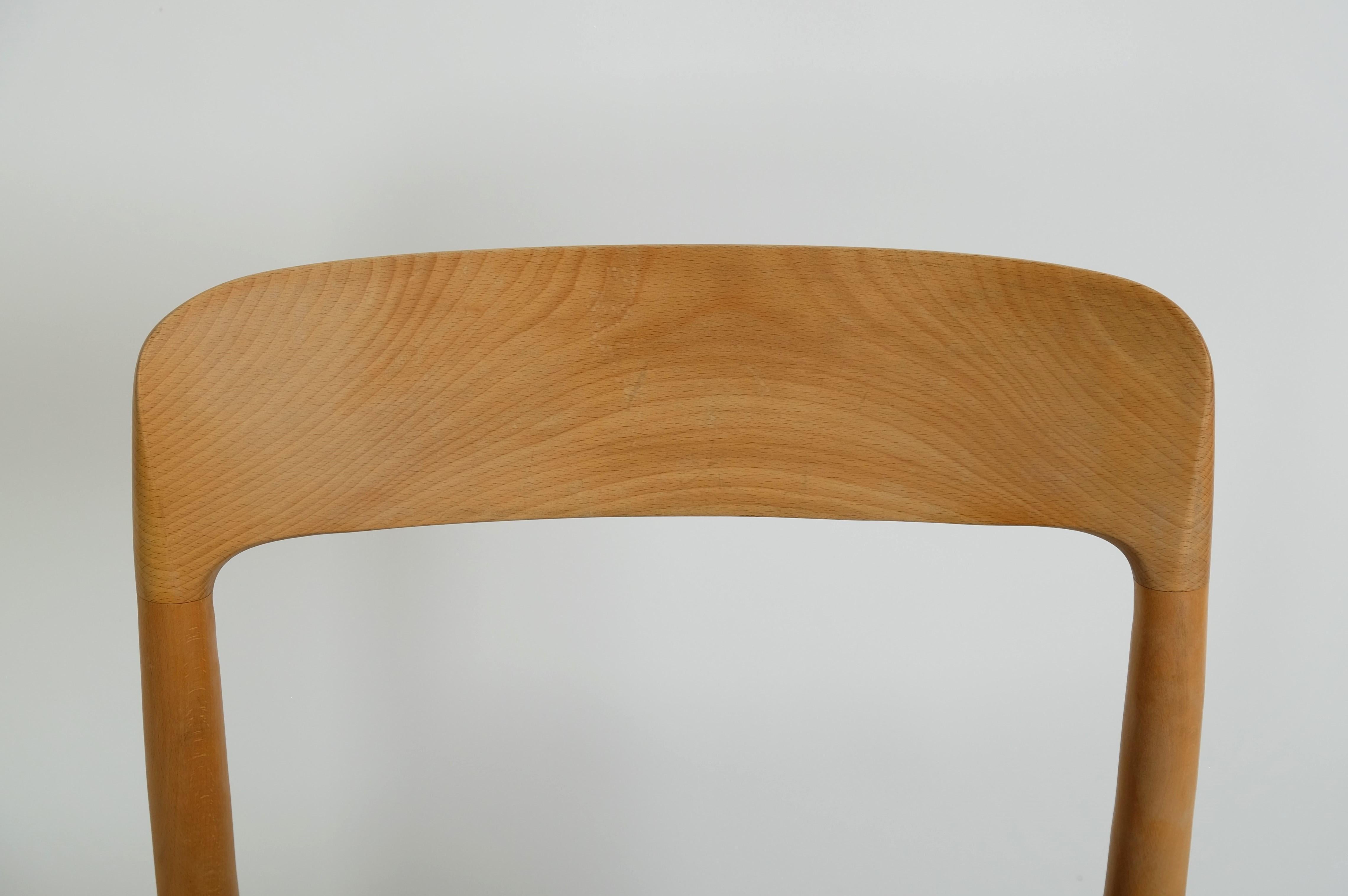 Danish Mid-Century Beech Leather Dining Chair No. 75 by Niels O. Möller for J.L. Möller For Sale