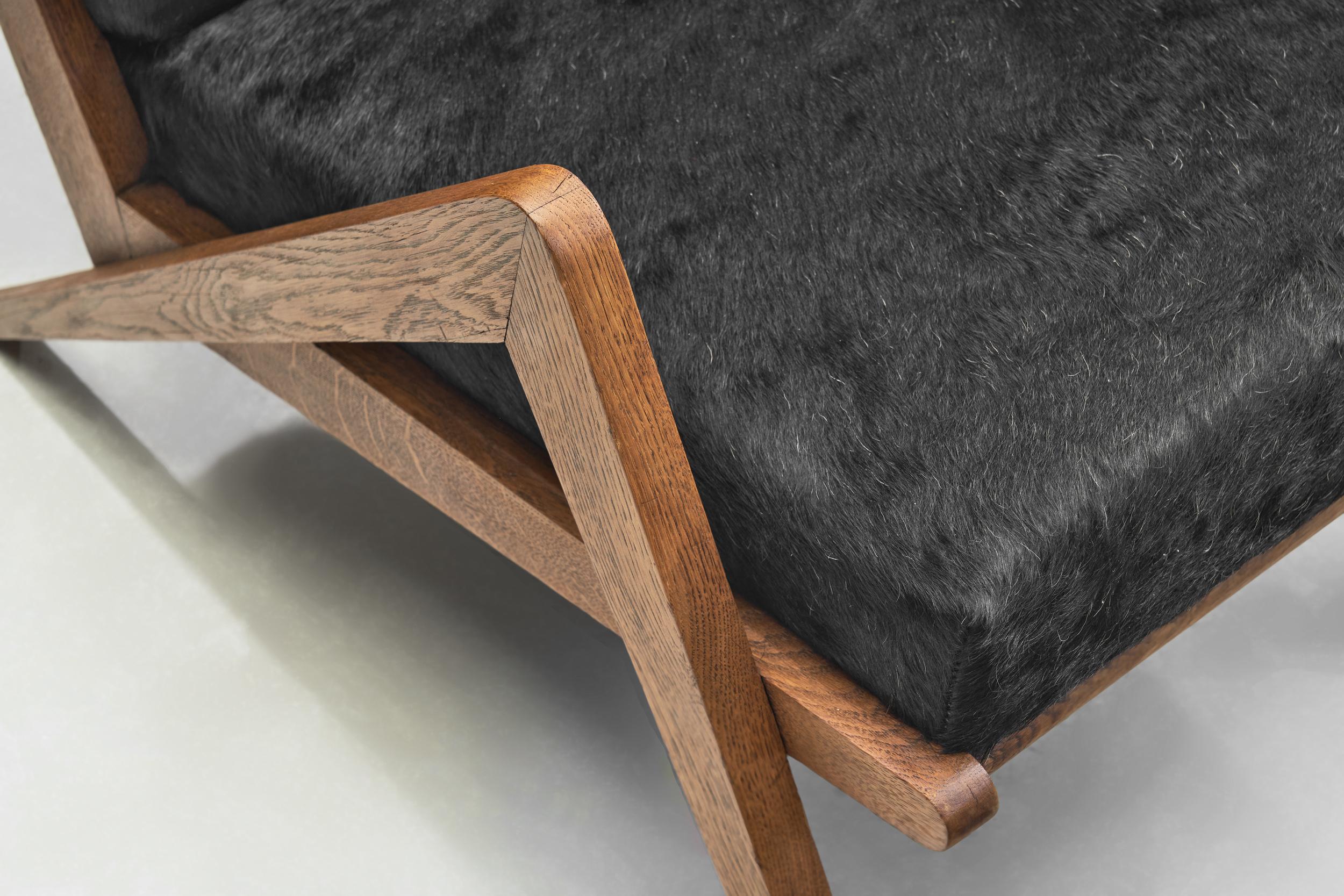 Mid-Century Oak Lounge Chair for Souplina, France circa 1950s 3