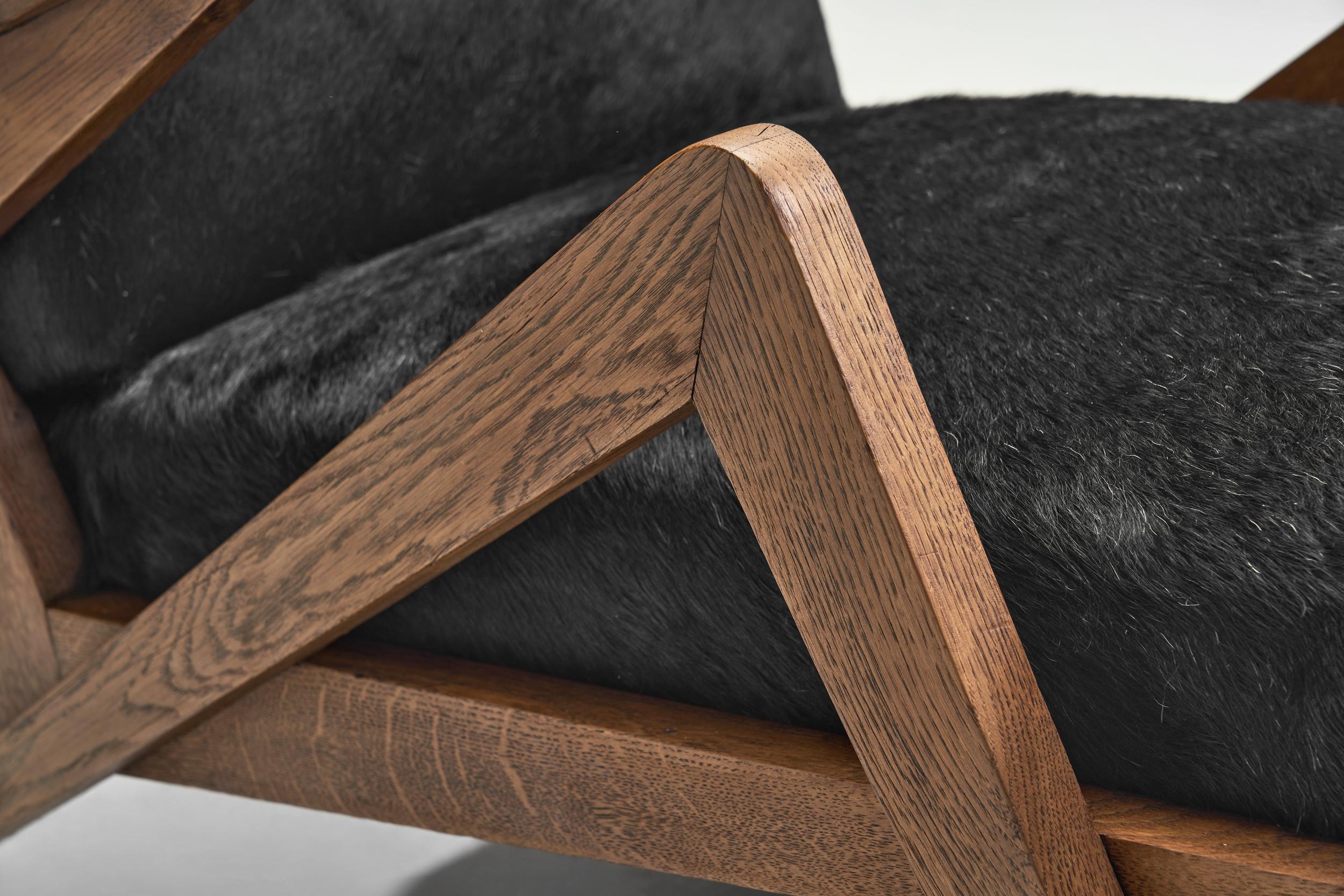 Mid-Century Oak Lounge Chair for Souplina, France circa 1950s 4