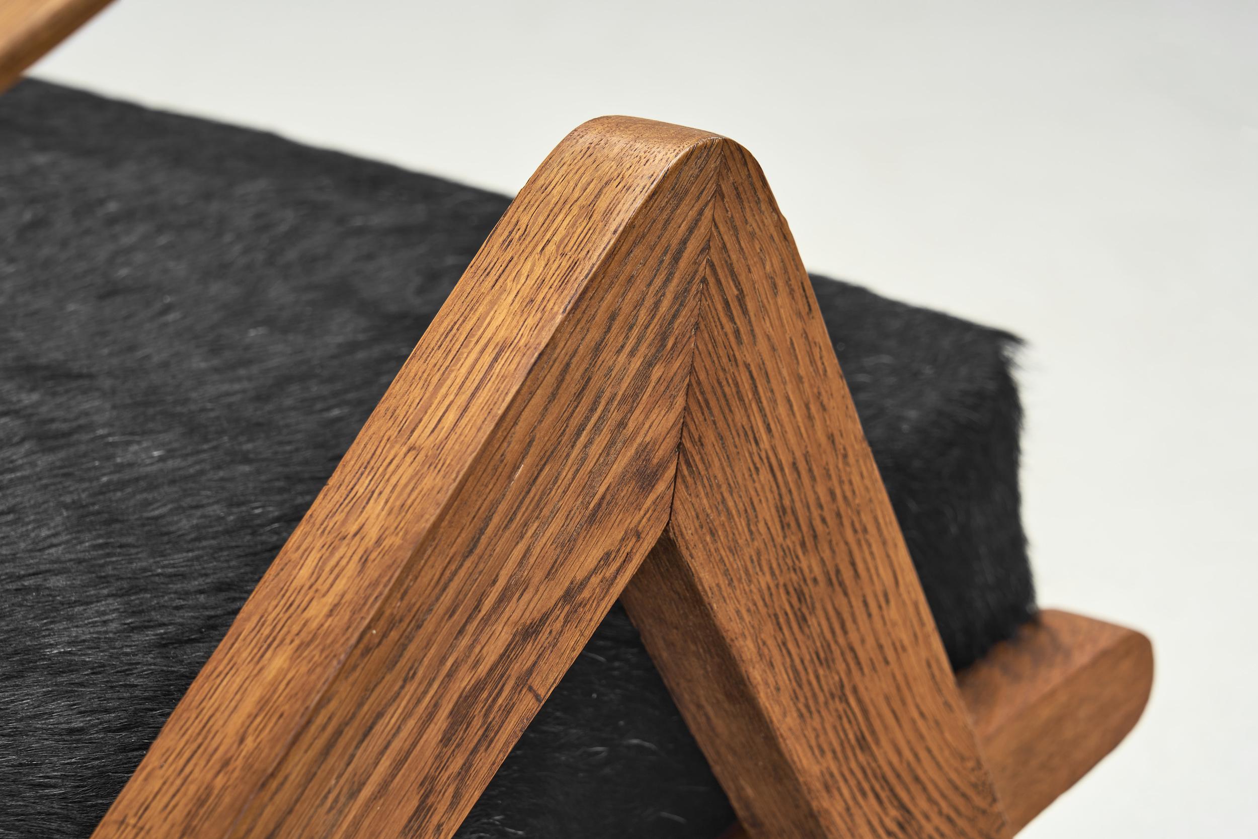 Mid-Century Oak Lounge Chair for Souplina, France circa 1950s 5