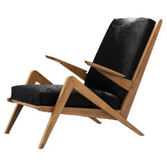 Mid-Century Oak Lounge Chair for Souplina, France circa 1950s