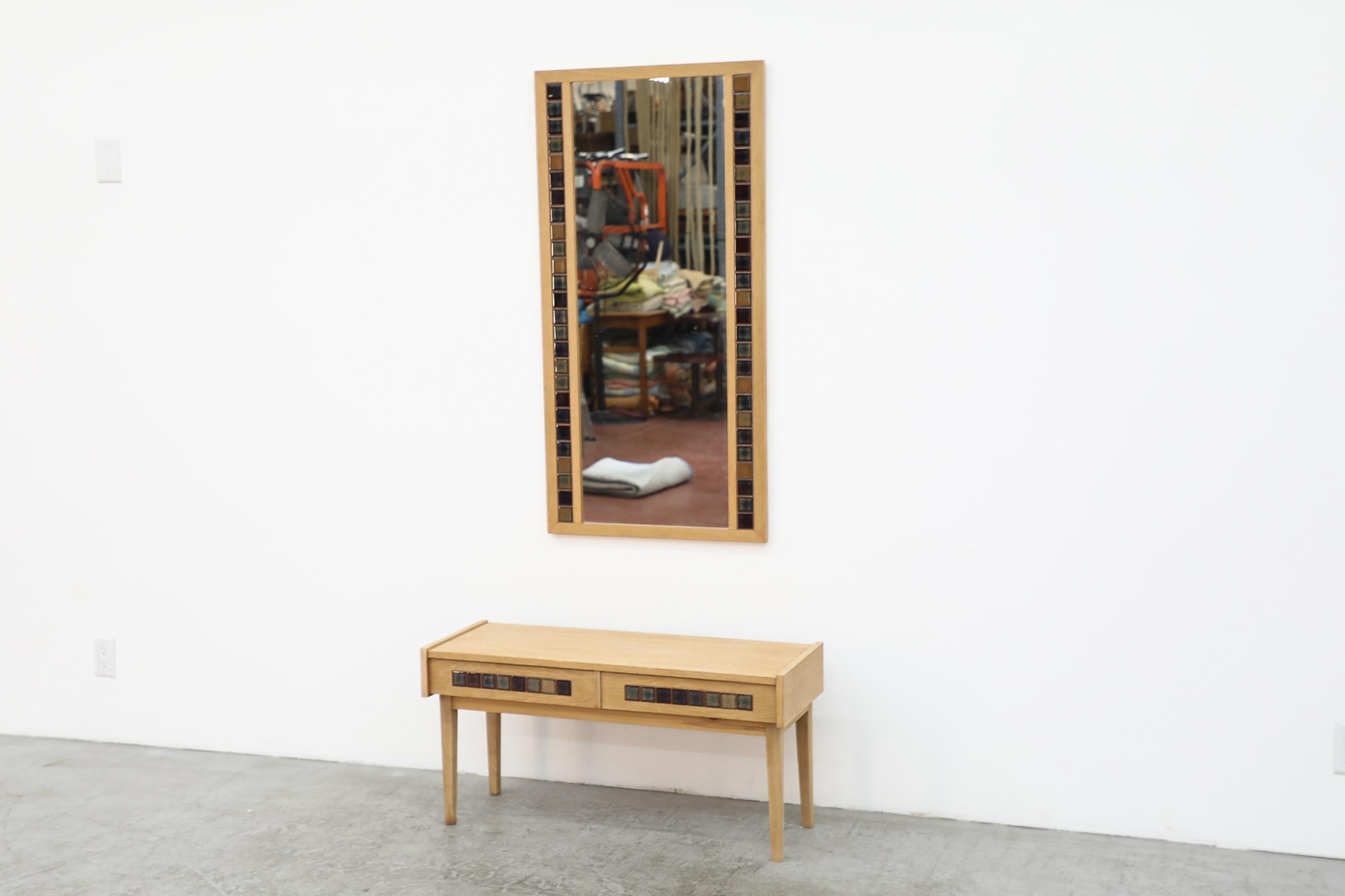 Mid-Century Oak Mirror With Ceramic Tile by Erik Kjerkegaard In Good Condition In Los Angeles, CA