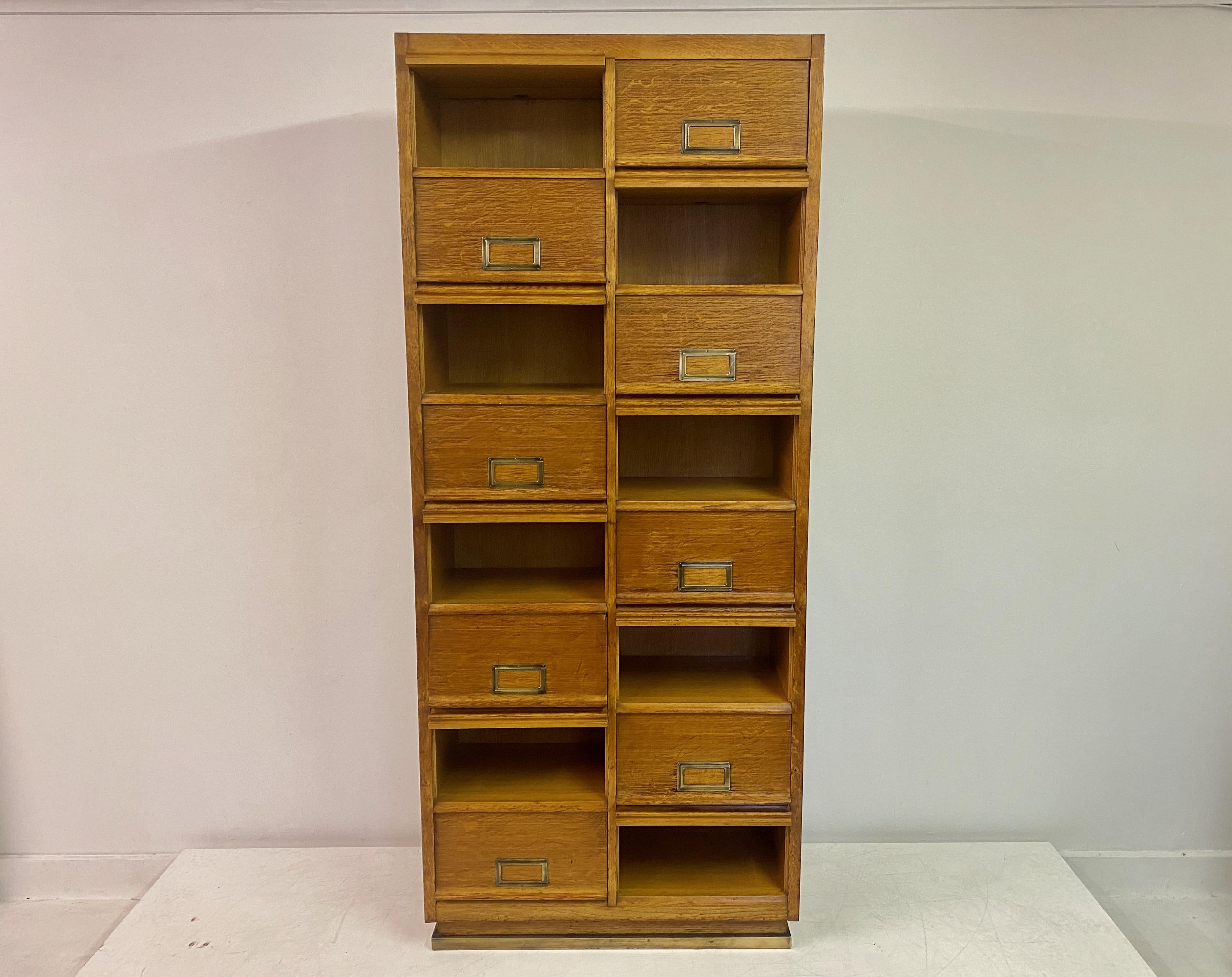 Mid Century Oak Multi Drawer Cabinet For Sale 2