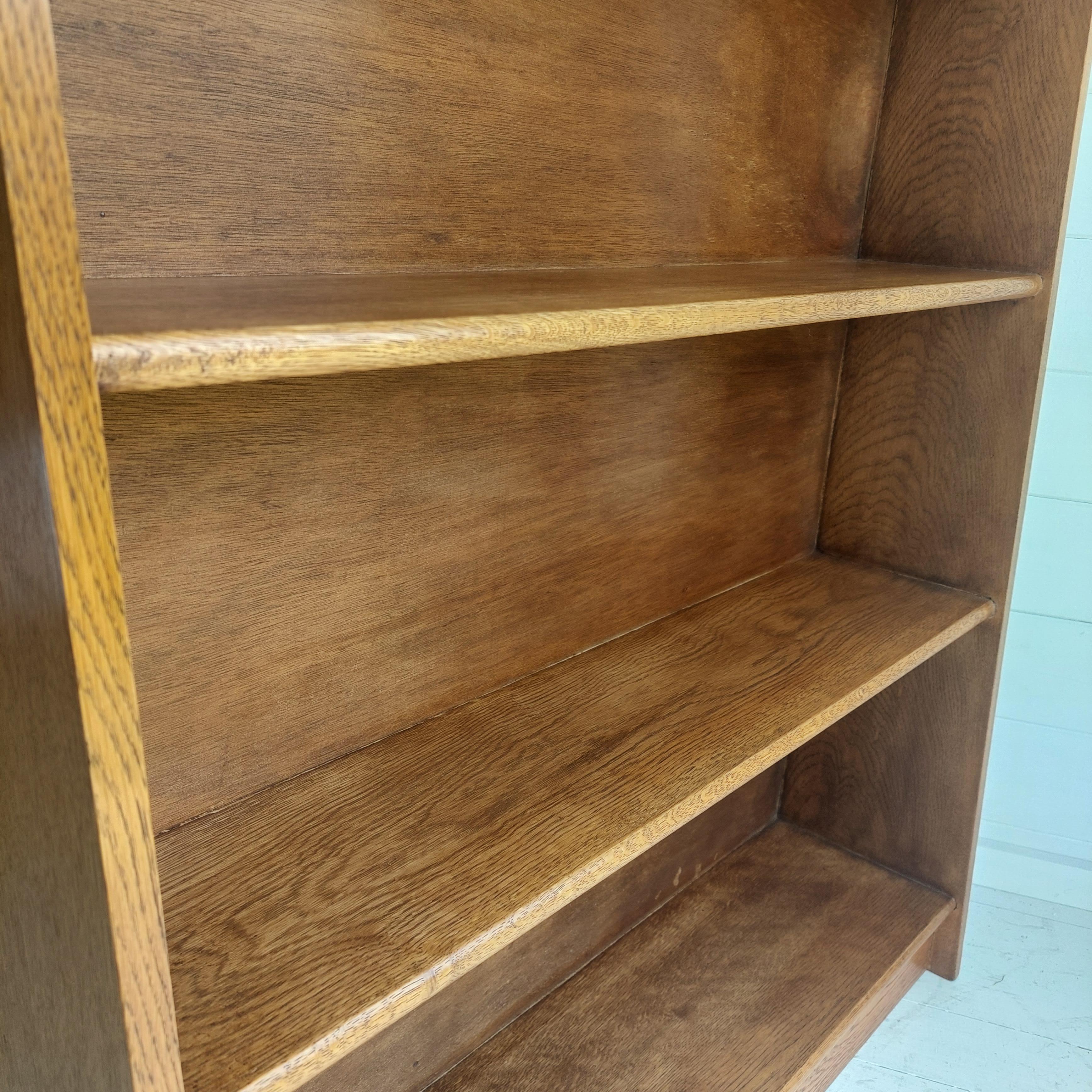 Midcentury Oak Open Bookcase Bookshelf Shelving Unit, 50s 4