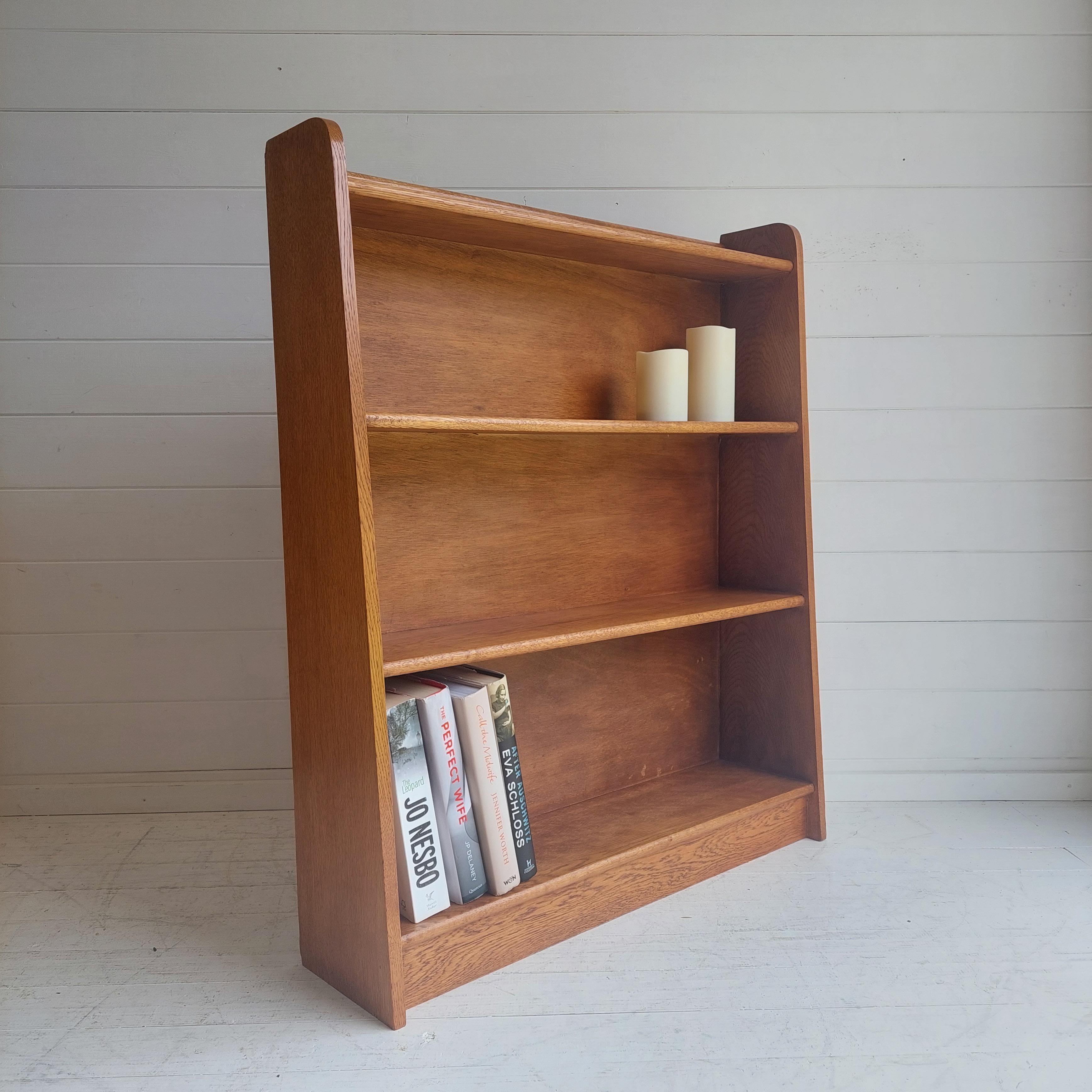 Mid-Century Modern Midcentury Oak Open Bookcase Bookshelf Shelving Unit, 50s