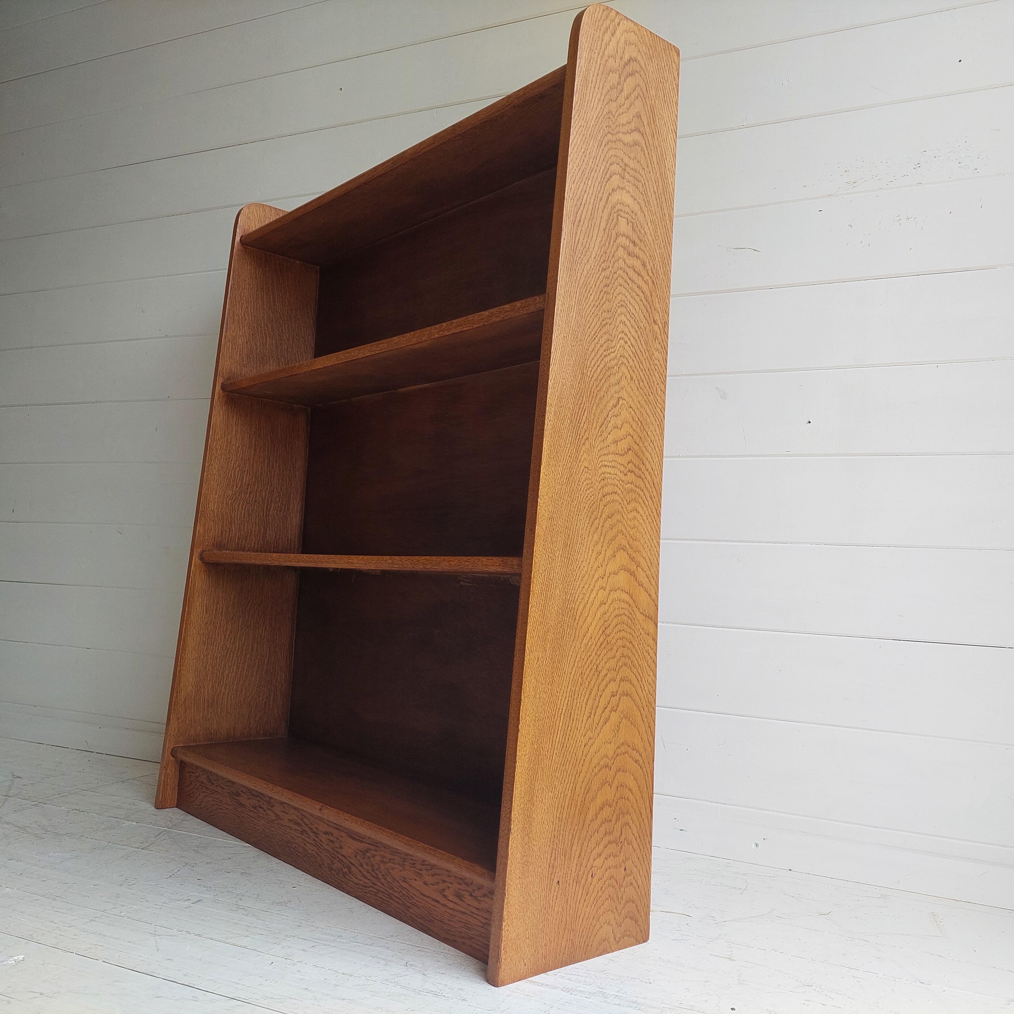 Midcentury Oak Open Bookcase Bookshelf Shelving Unit, 50s In Good Condition In Leamington Spa, GB