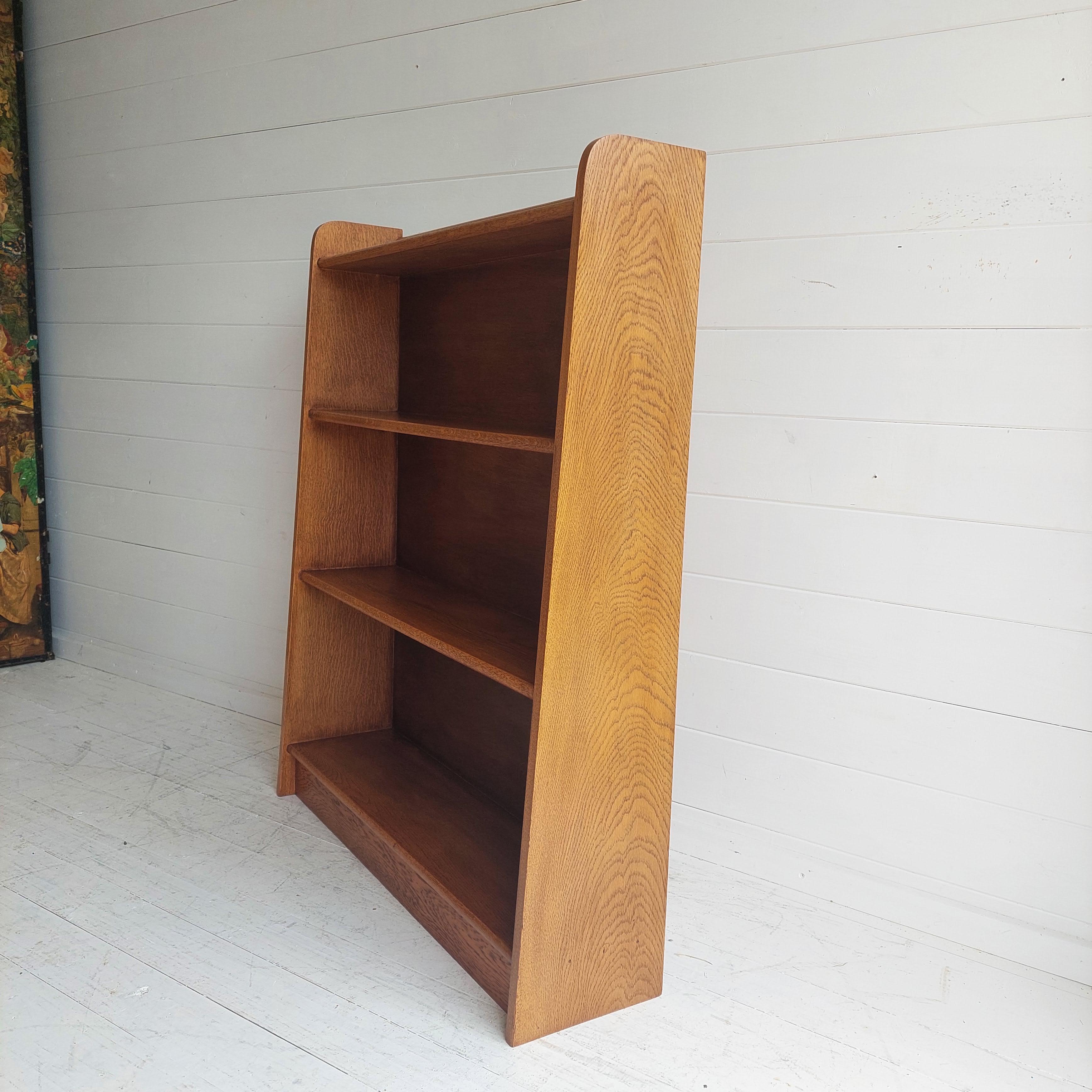 20th Century Midcentury Oak Open Bookcase Bookshelf Shelving Unit, 50s