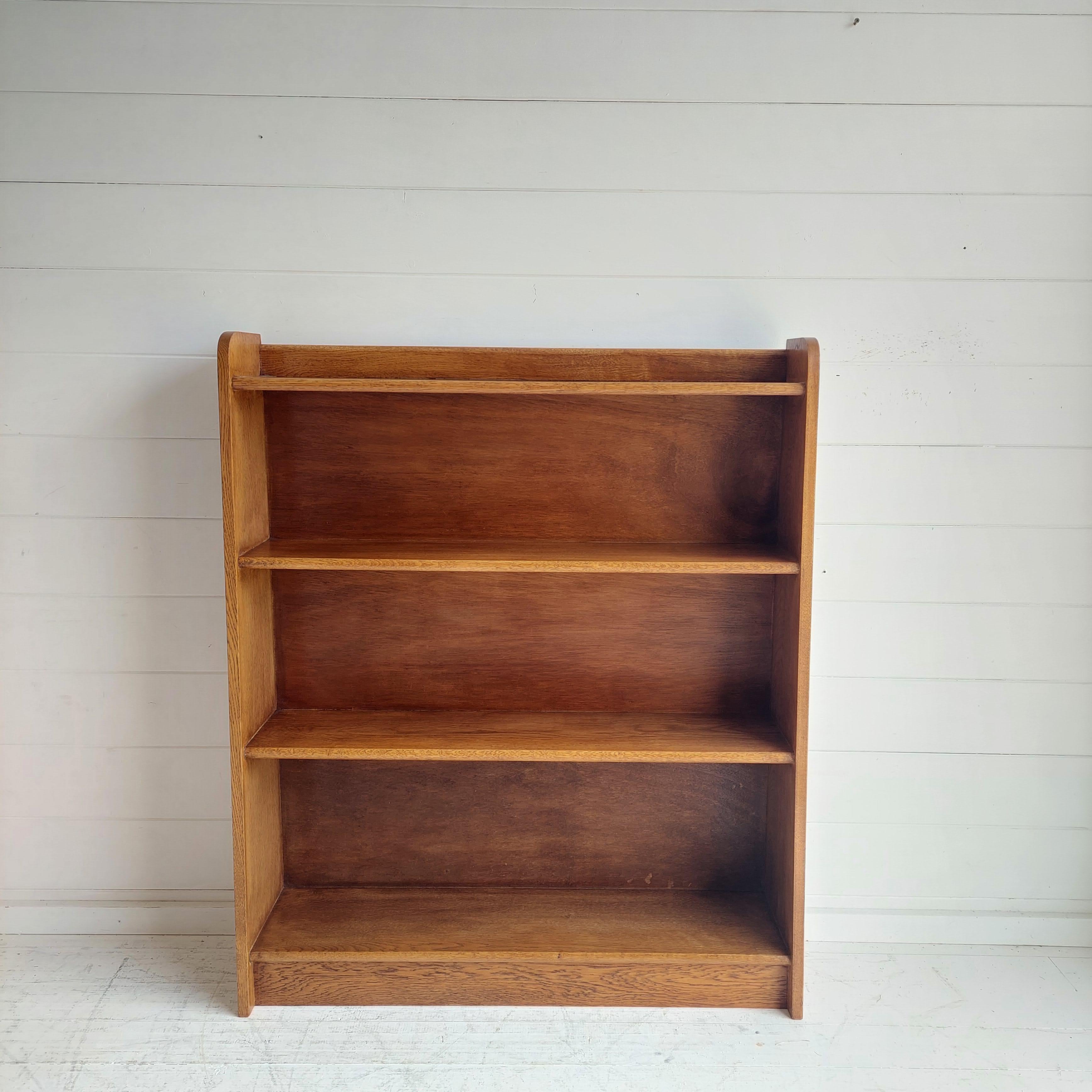 Midcentury Oak Open Bookcase Bookshelf Shelving Unit, 50s 1