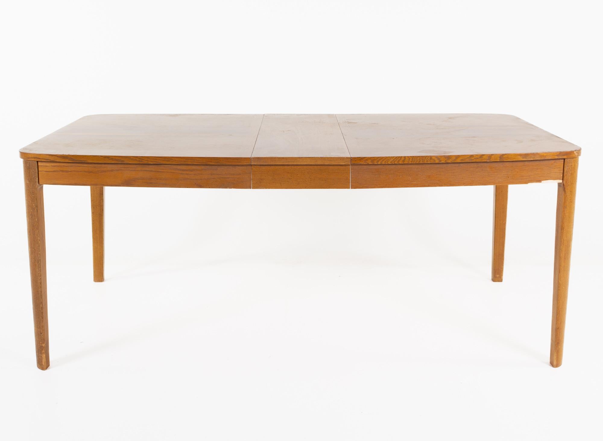 Mid Century Oak Rosewood and Walnut Expanding Dining Table For Sale 4