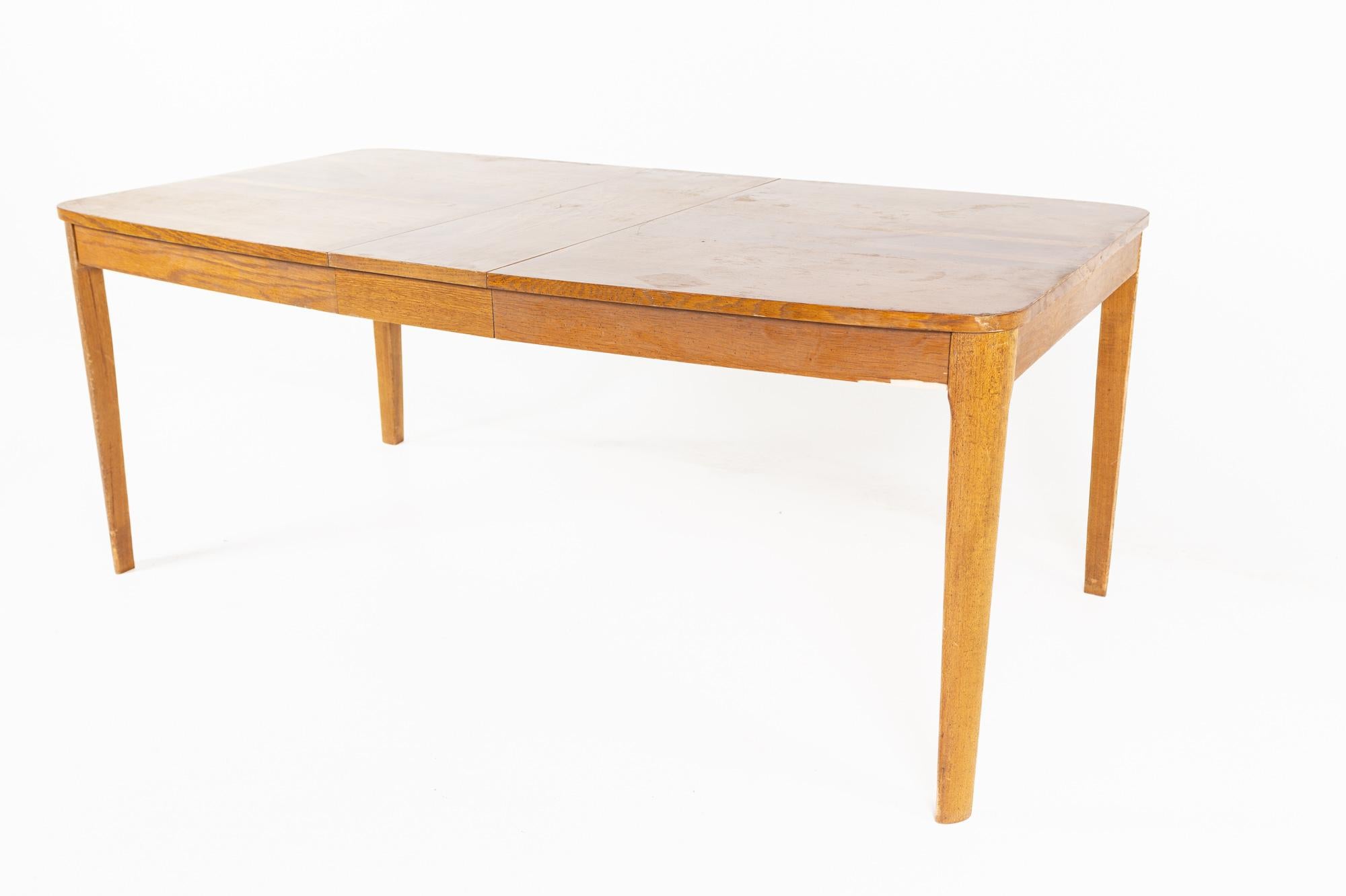 Mid Century Oak Rosewood and Walnut Expanding Dining Table For Sale 5