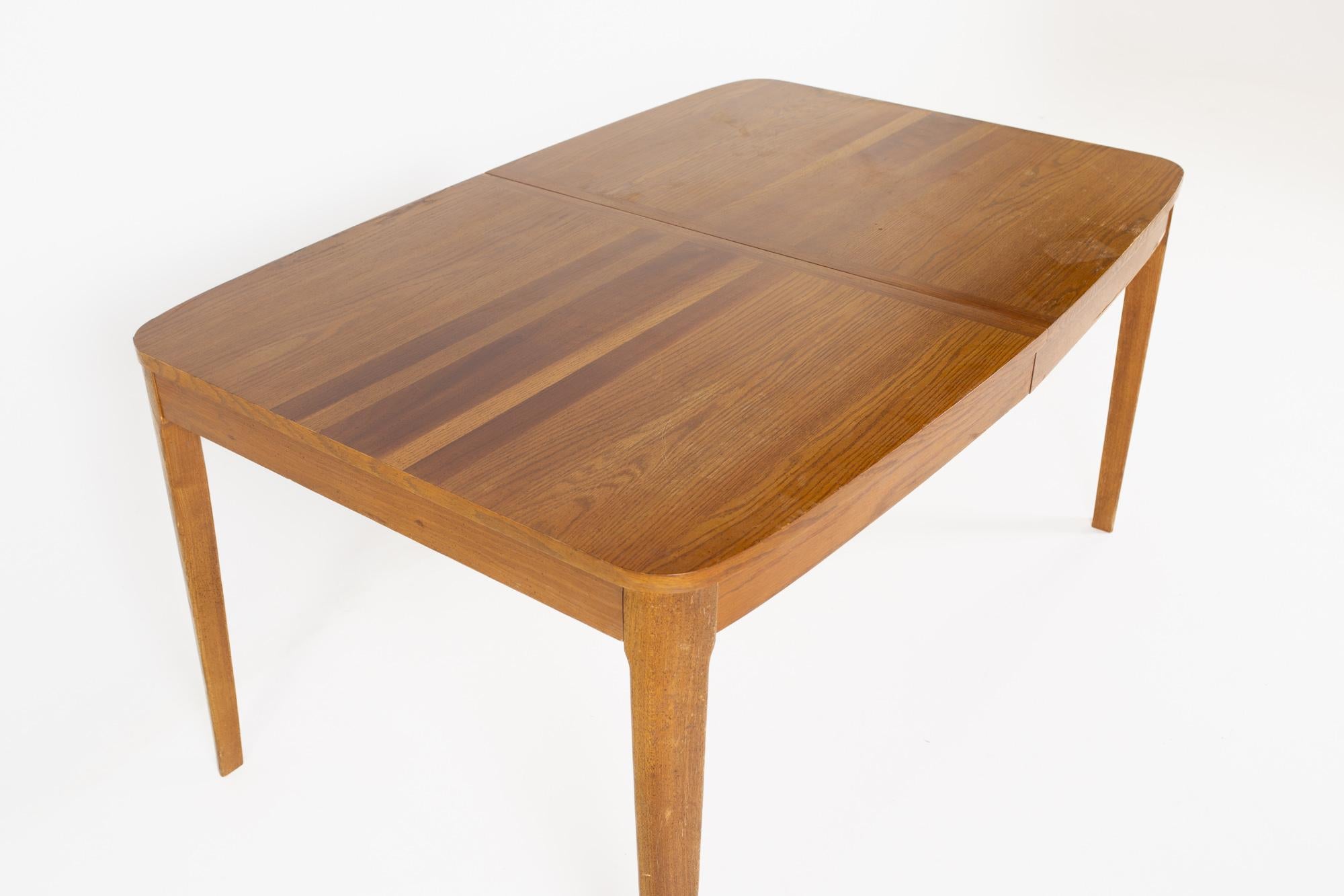 American Mid Century Oak Rosewood and Walnut Expanding Dining Table For Sale