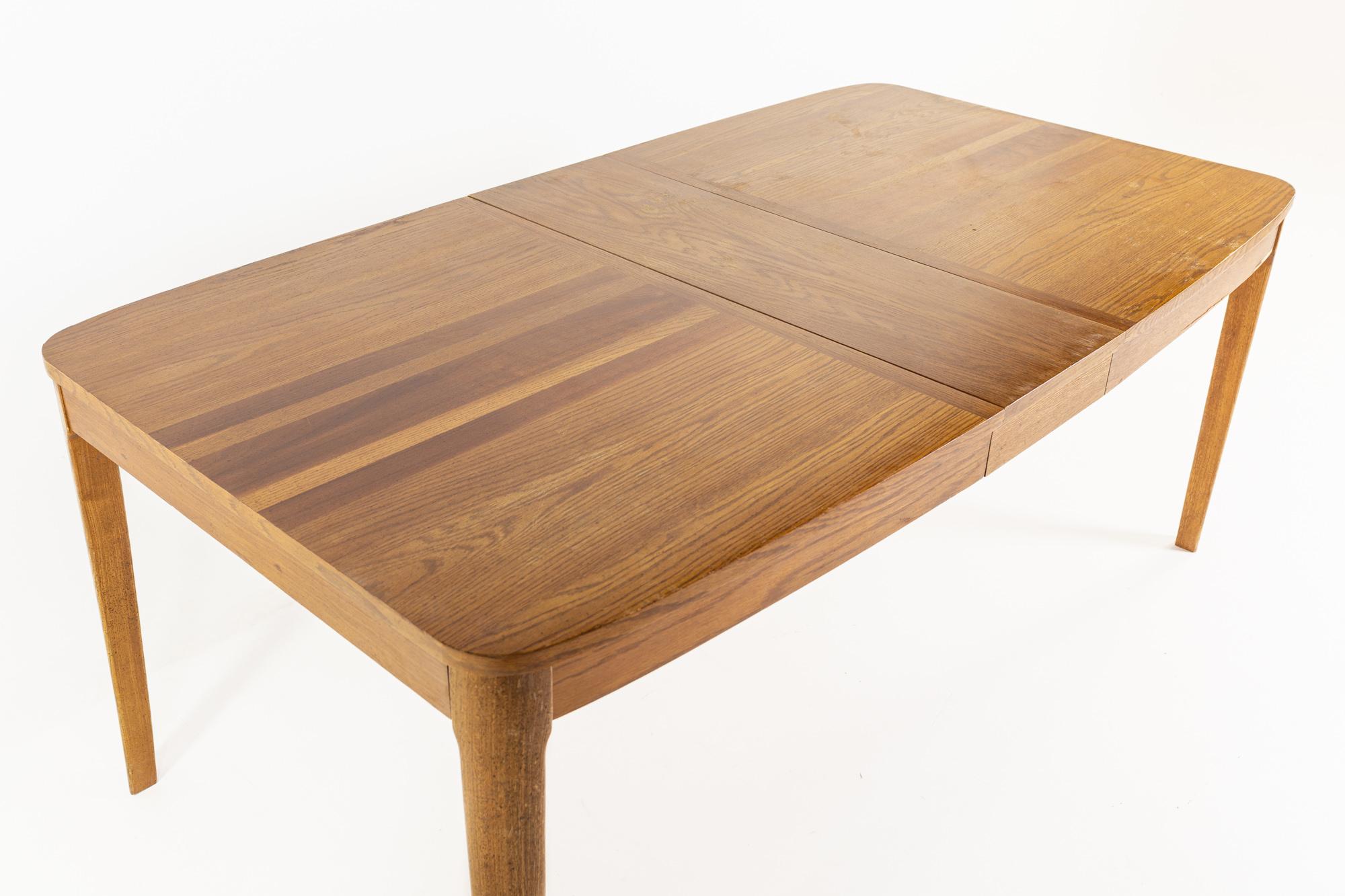 Mid Century Oak Rosewood and Walnut Expanding Dining Table For Sale 1
