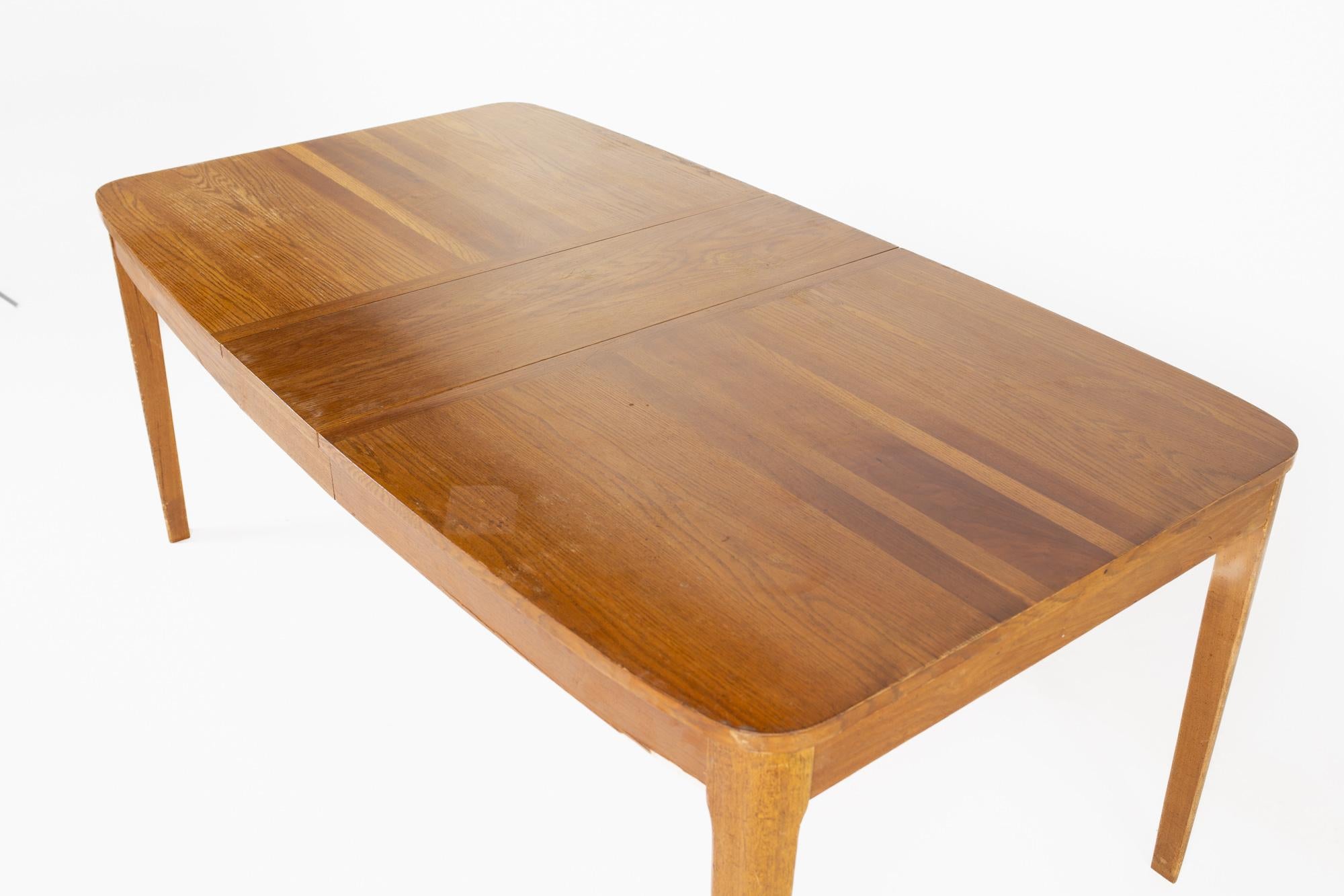 Mid Century Oak Rosewood and Walnut Expanding Dining Table For Sale 2
