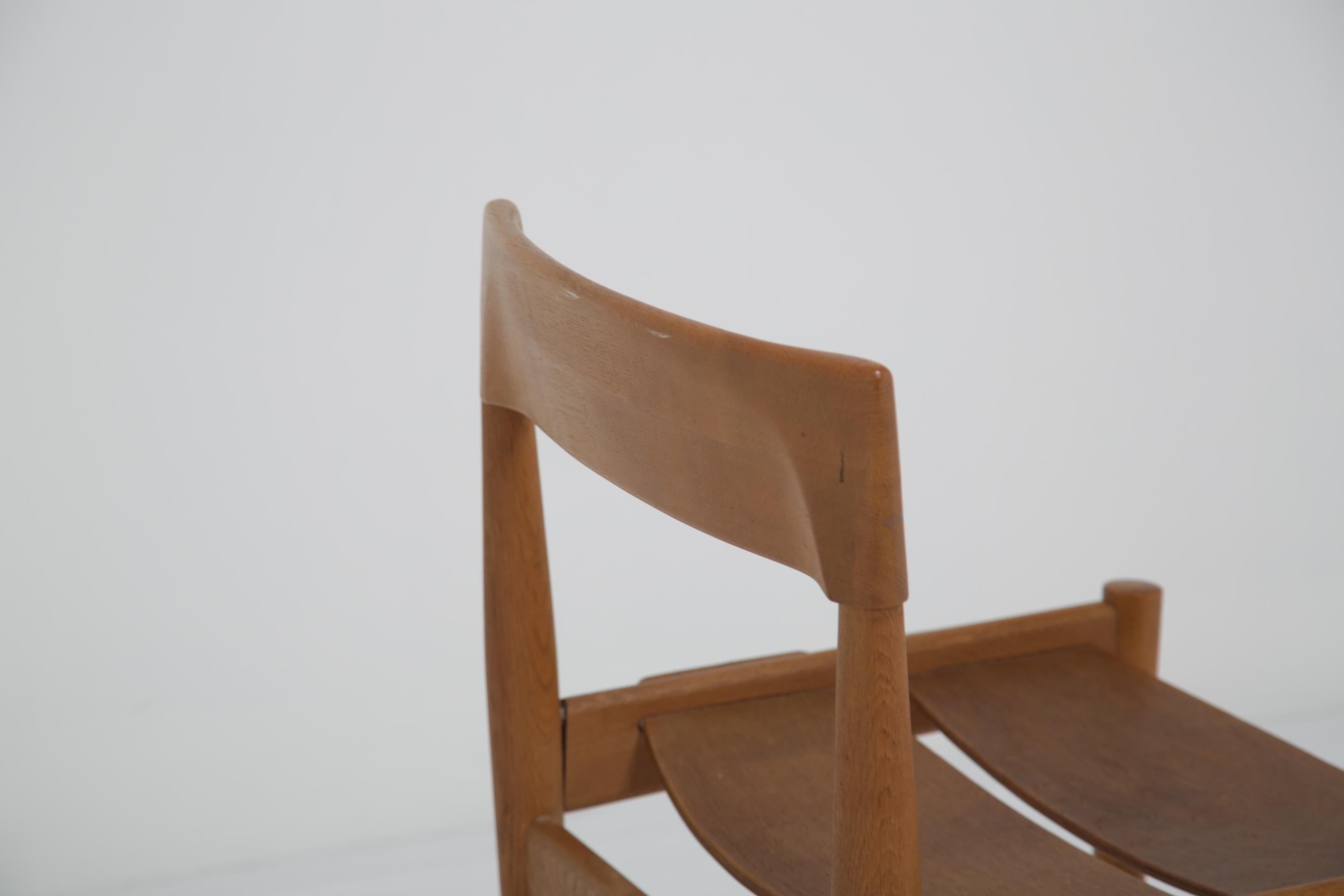 Mid-century Oak Side Chair PJ3-1 by Grete Jalk for Poul Jeppesen, Danish 1960s. For Sale 6