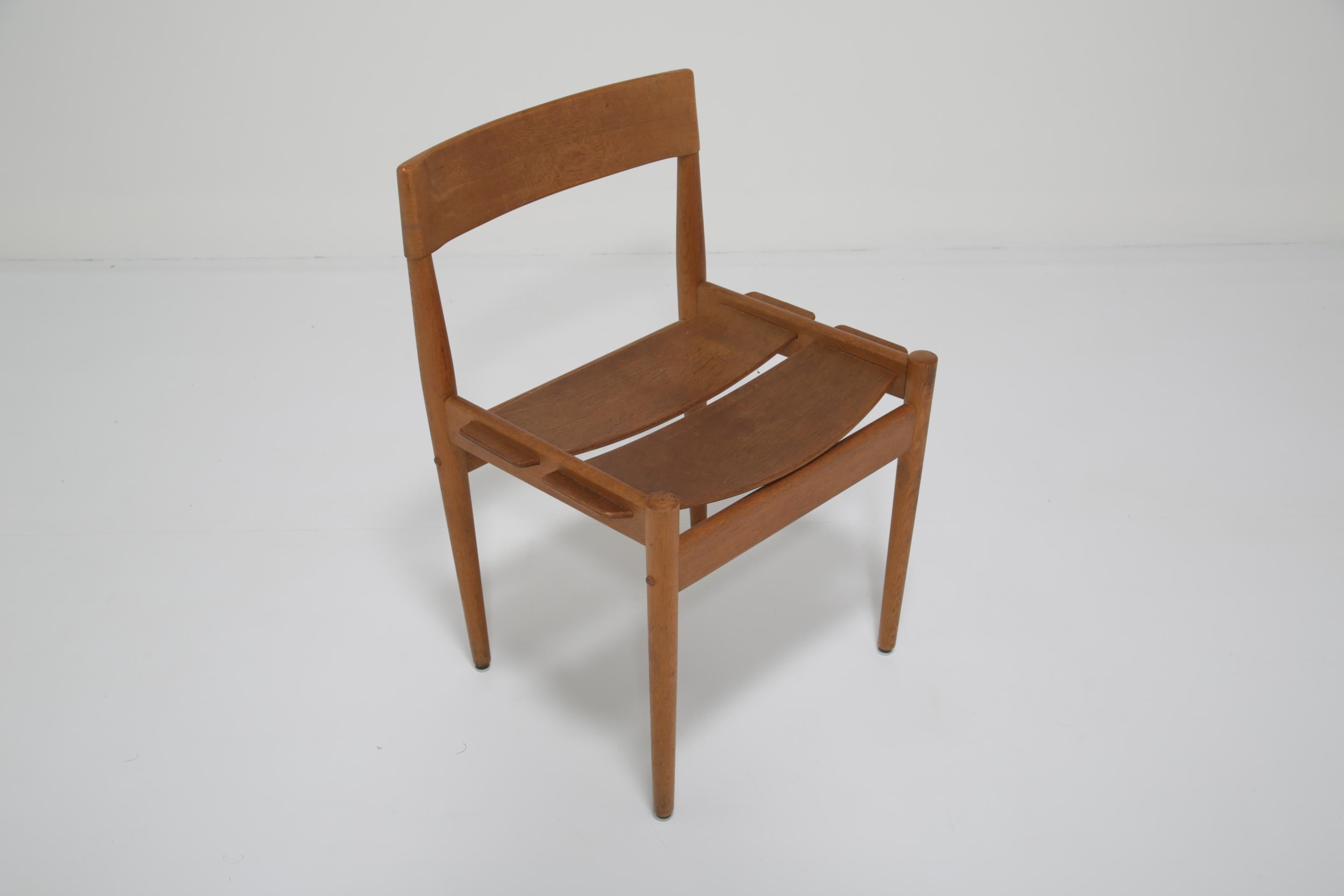 Mid-20th Century Mid-century Oak Side Chair PJ3-1 by Grete Jalk for Poul Jeppesen, Danish 1960s. For Sale