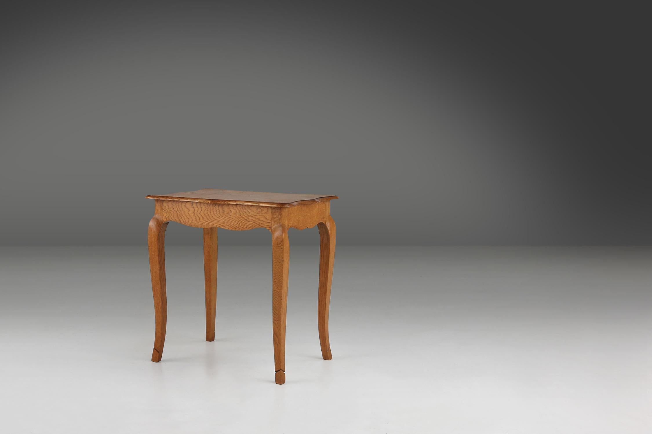 Belgian Mid-century oak side table 1950's For Sale