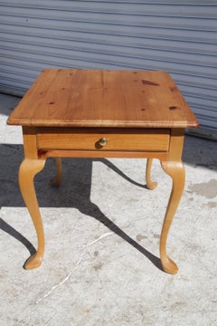 Queen Anne Style Pine Single Drawer side table 1970's