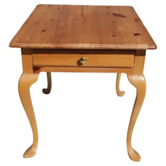 Queen Anne Style Pine Single Drawer side table 1970's