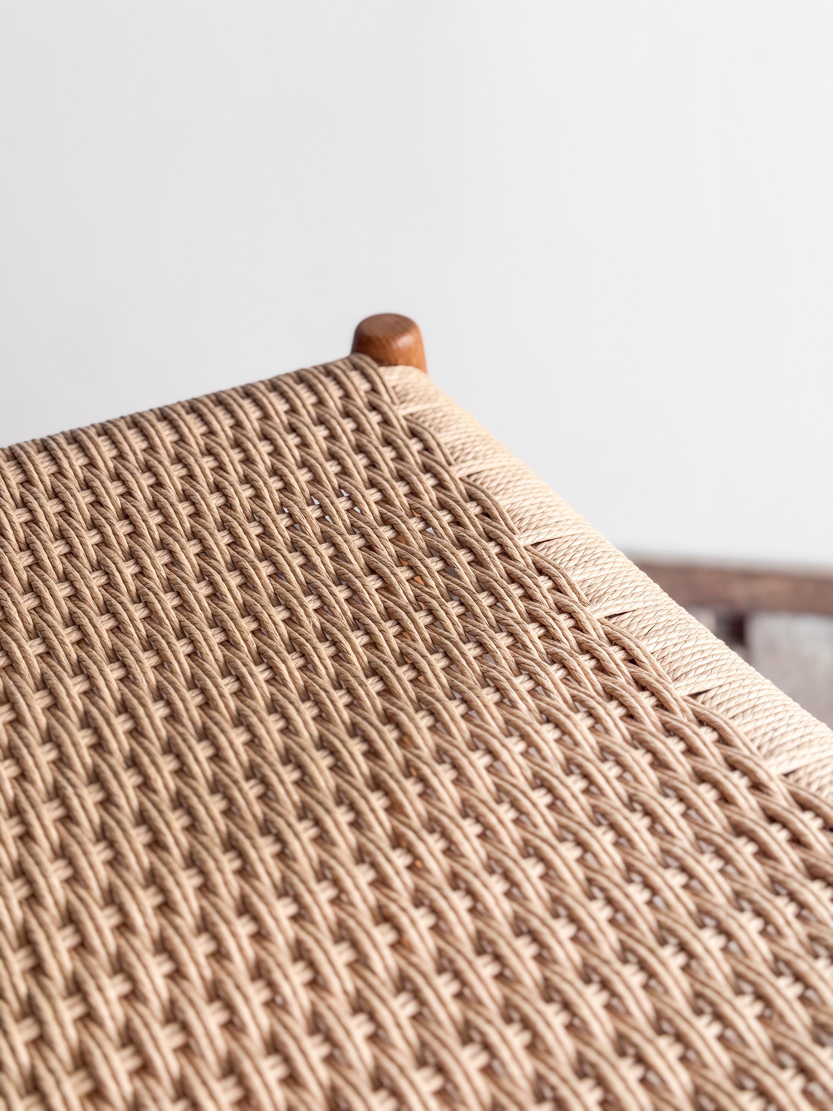 Papercord Mid-Century Oak Stool Model 80a by Niels O. Møller for J. L. Moller For Sale