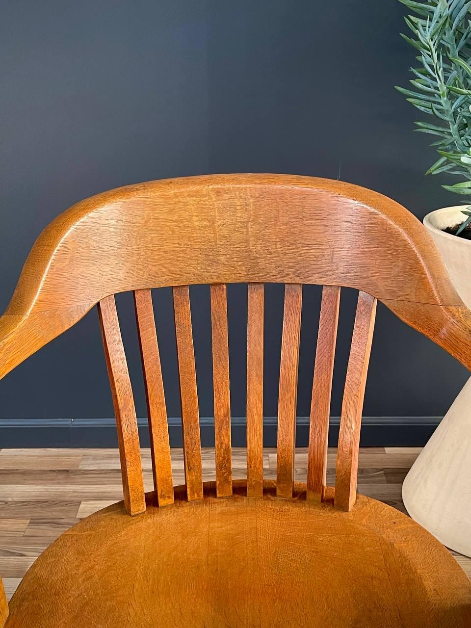 Mid-Century Oak Swivel Office Desk Chair 2