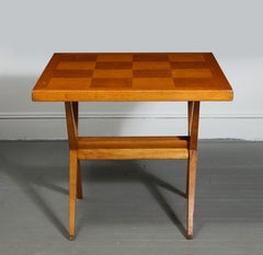 Mid-Century Oak Side Table/Game with Parquetry in the Manner of Pierre Jeanneret