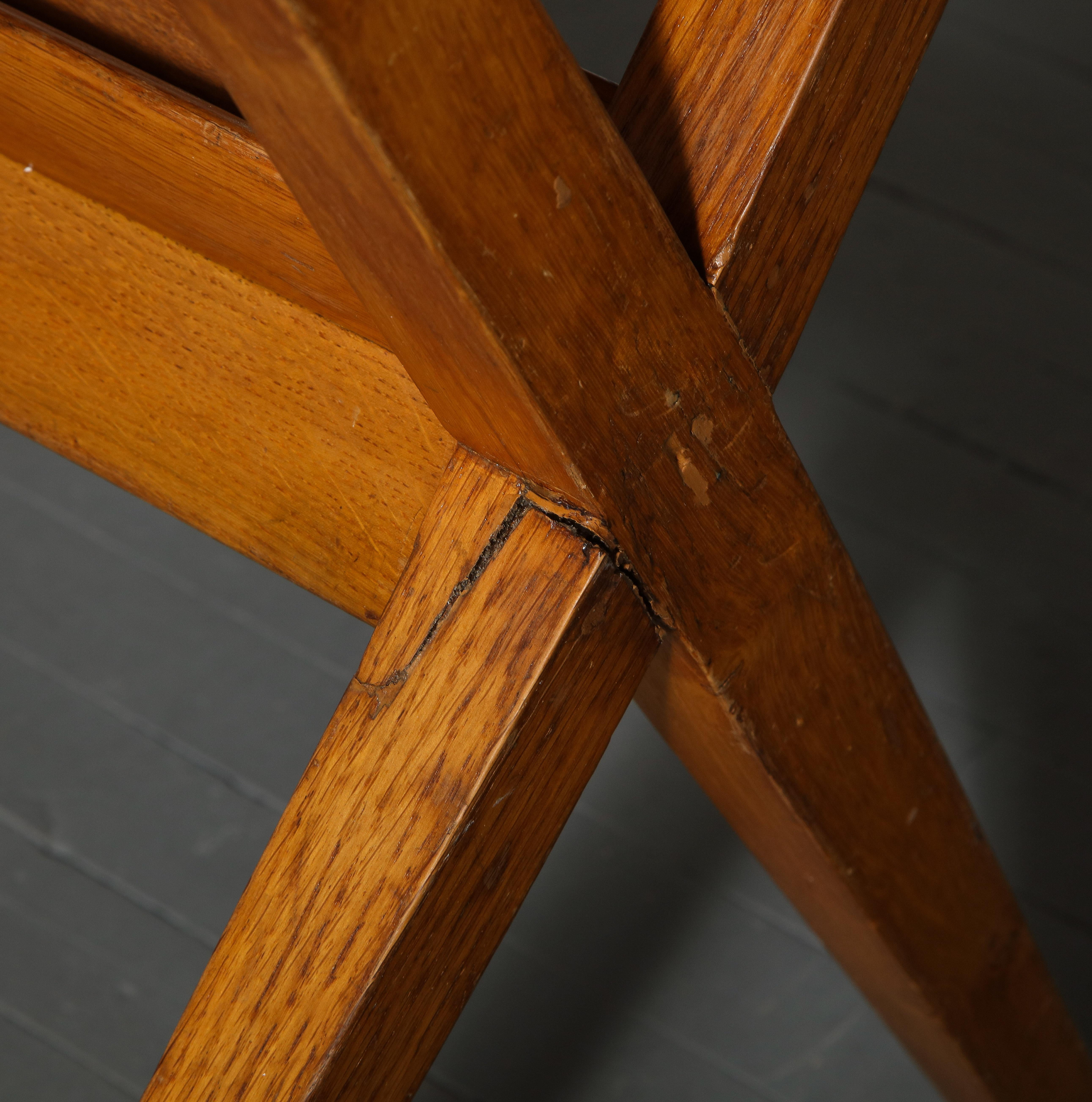 Mid-20th Century Mid-Century Oak Side Table/Game with Parquetry in the Manner of Pierre Jeanneret For Sale