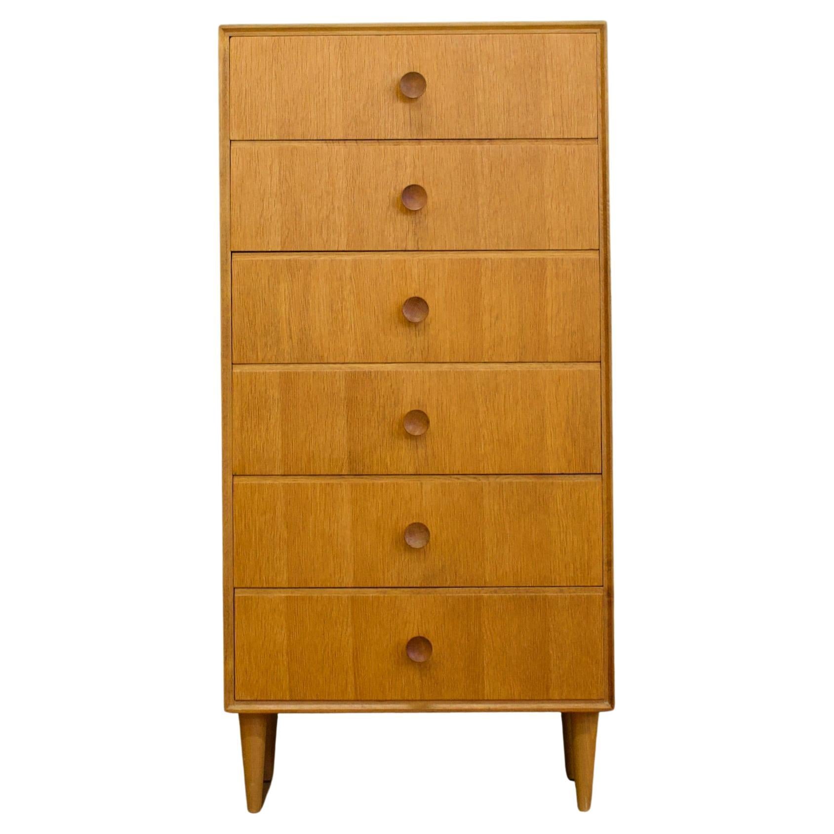 Midcentury, Oak Tallboy Chest of Drawers by Meredew, 1960s