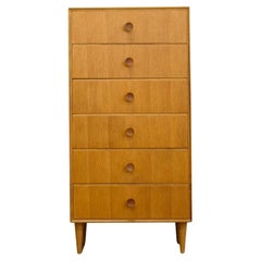 Vintage Midcentury, Oak Tallboy Chest of Drawers by Meredew, 1960s