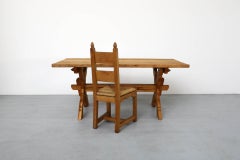 Tavolo da pranzo brutalista con base a X in Oak attribuito a De Puydt