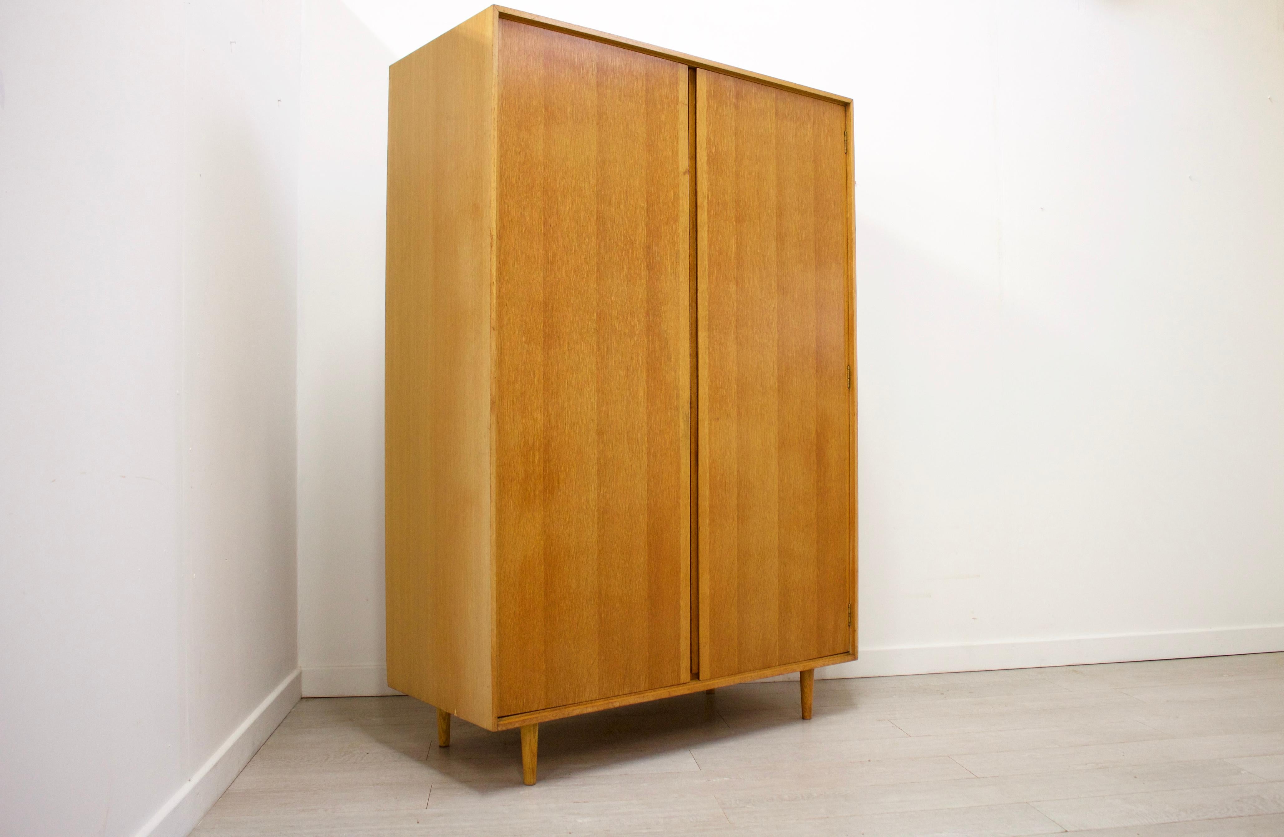 Mid-Century Modern Midcentury Oak Wardrobe by John & Sylvia Reid for Stag, 1950s