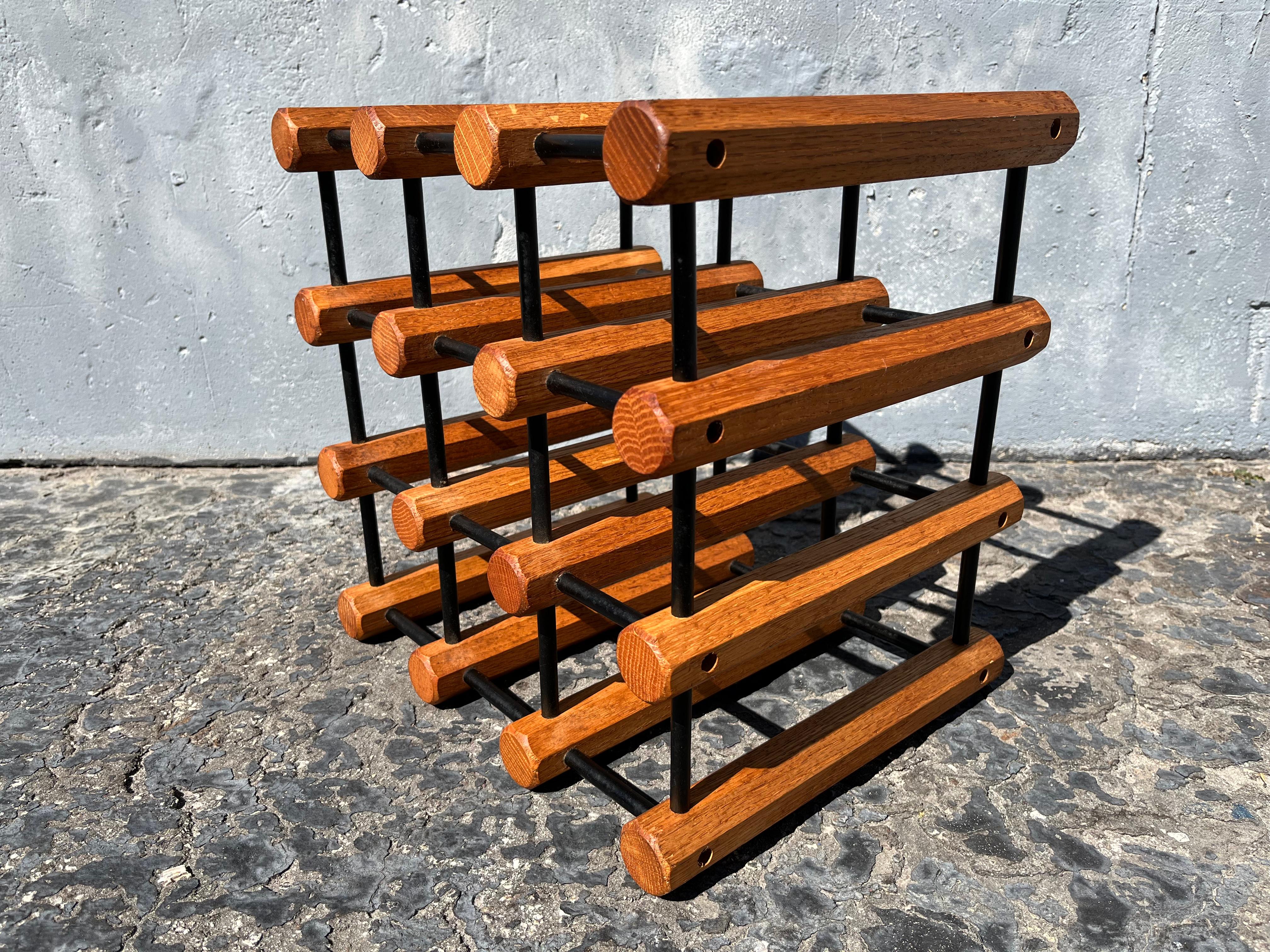 Mid-Century Modern Mid Century Oak Wine Rack