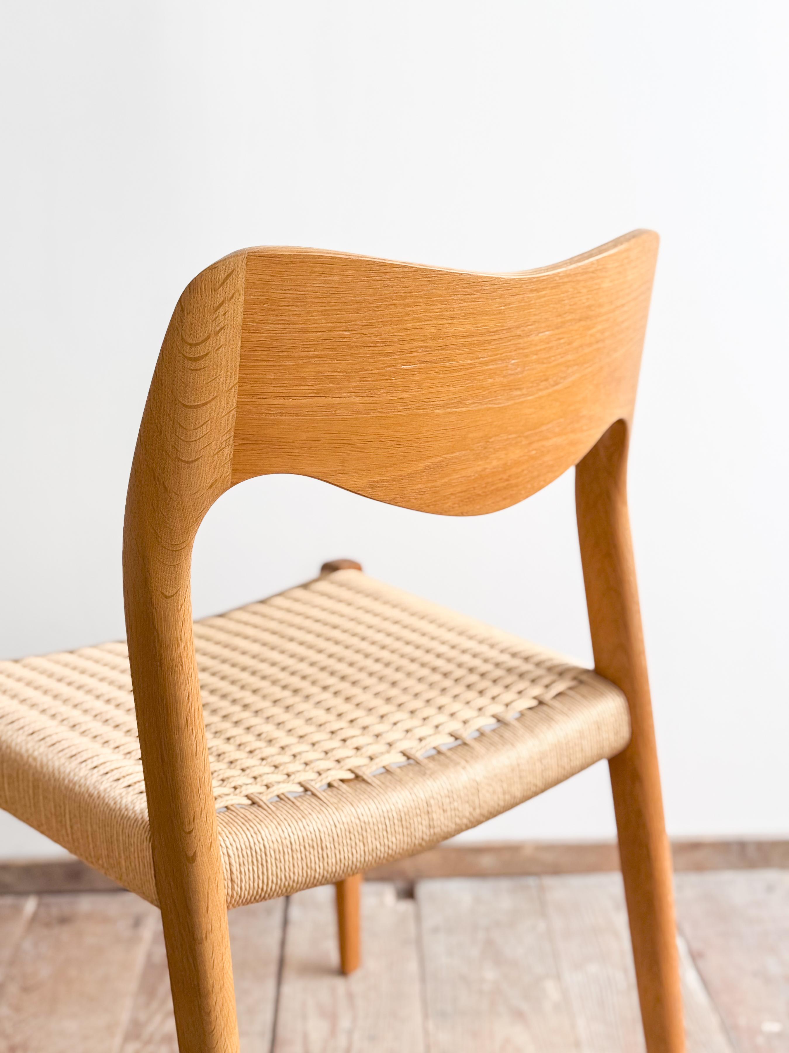 Mid-Century Oak wood Dining Chair model 71 by Niels O. Møller for J. L. Moller For Sale 11