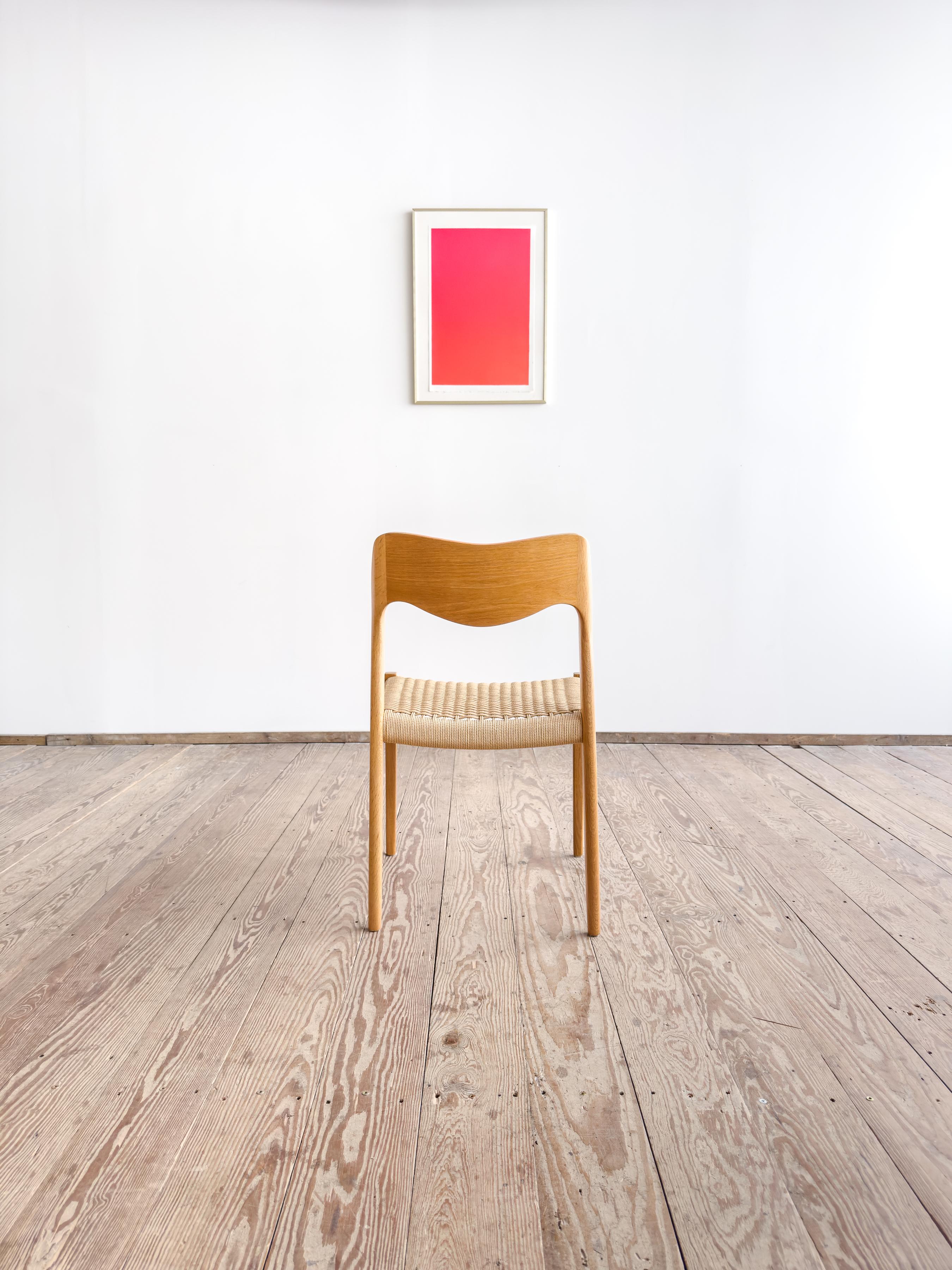 Mid-Century Oak wood Dining Chair model 71 by Niels O. Møller for J. L. Moller In Good Condition For Sale In München, Bavaria
