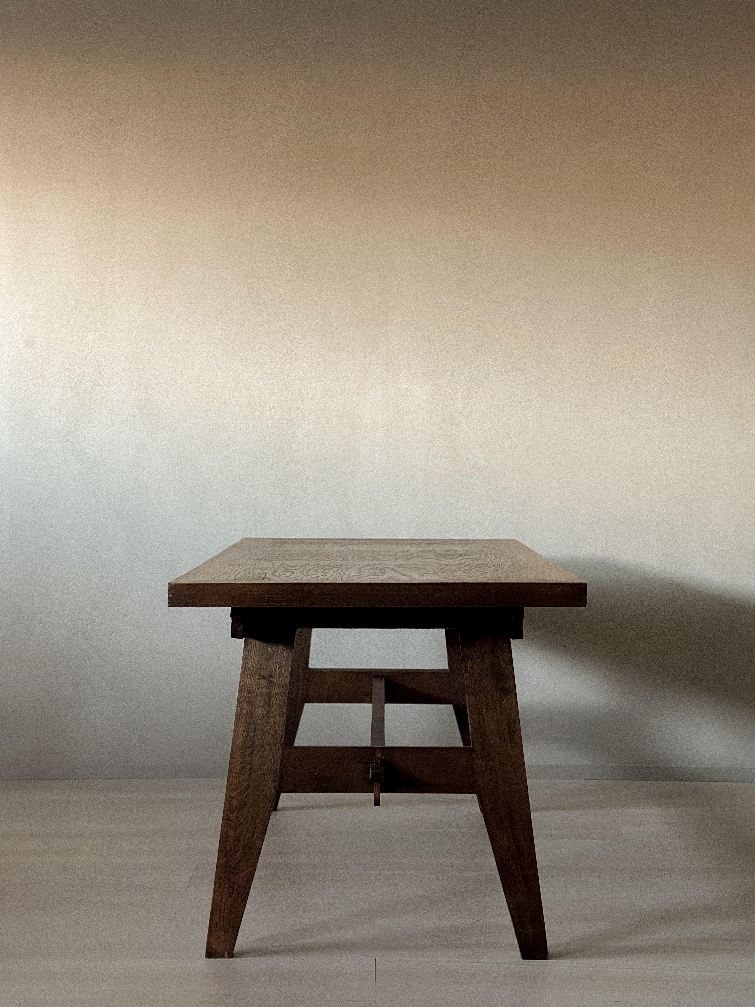 French Mid-Century Oak Wood Table by René Gabriel, France, c. 1940s