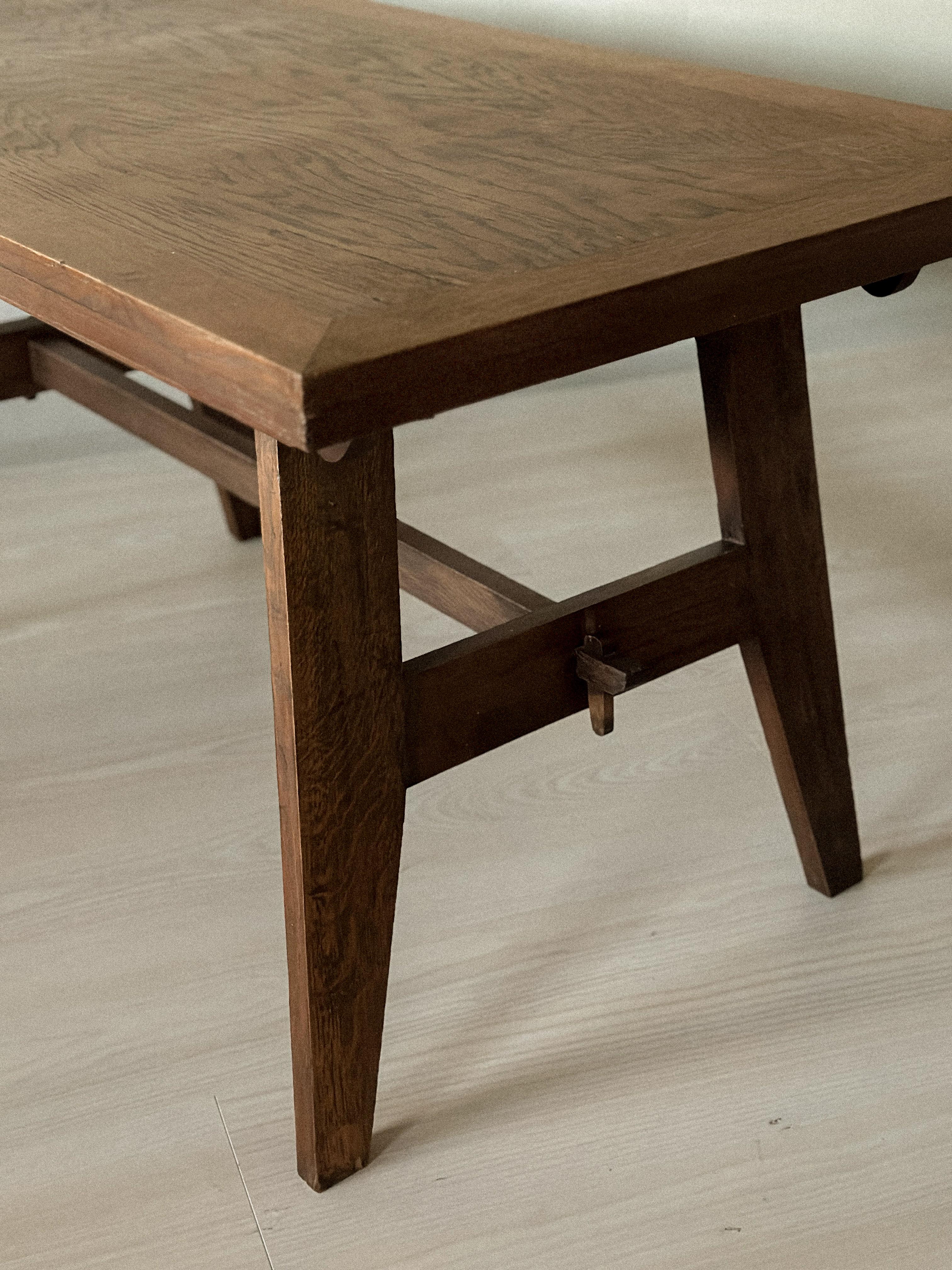 Mid-Century Oak Wood Table by René Gabriel, France, c. 1940s In Good Condition In Hønefoss, 30