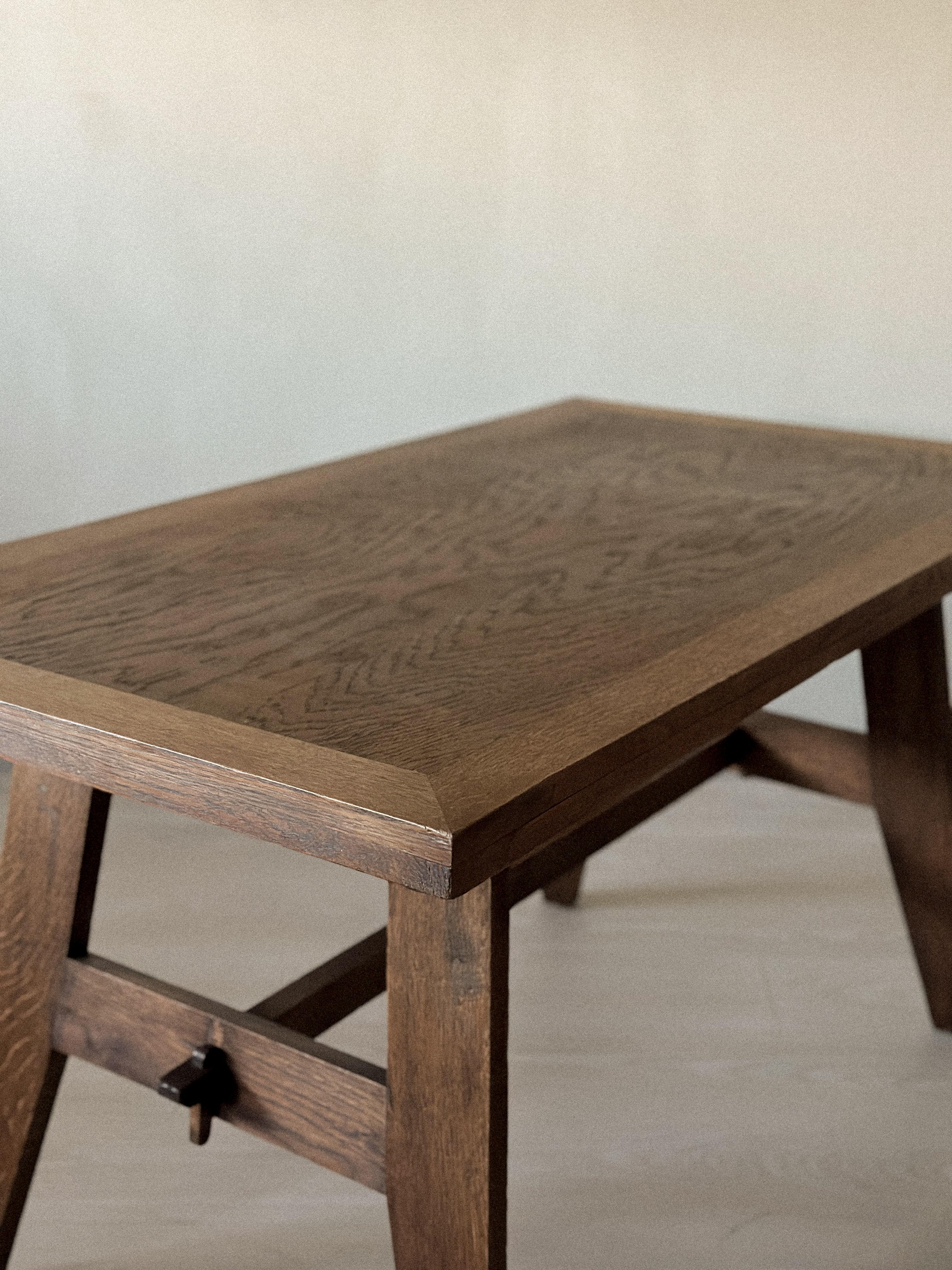 20th Century Mid-Century Oak Wood Table by René Gabriel, France, c. 1940s