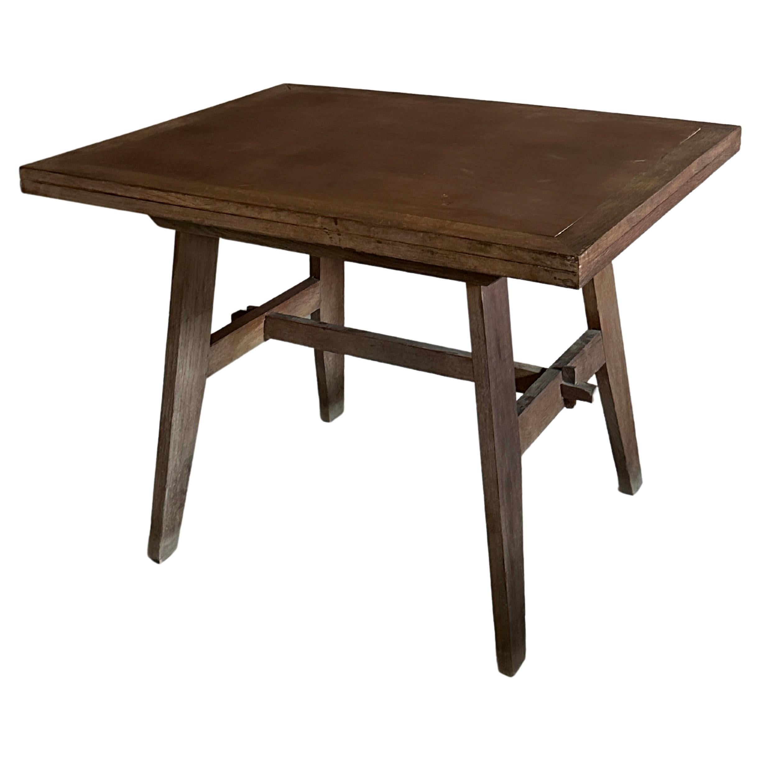 Mid-Century Oak Wood Table by René Gabriel, France, c. 1940s For Sale