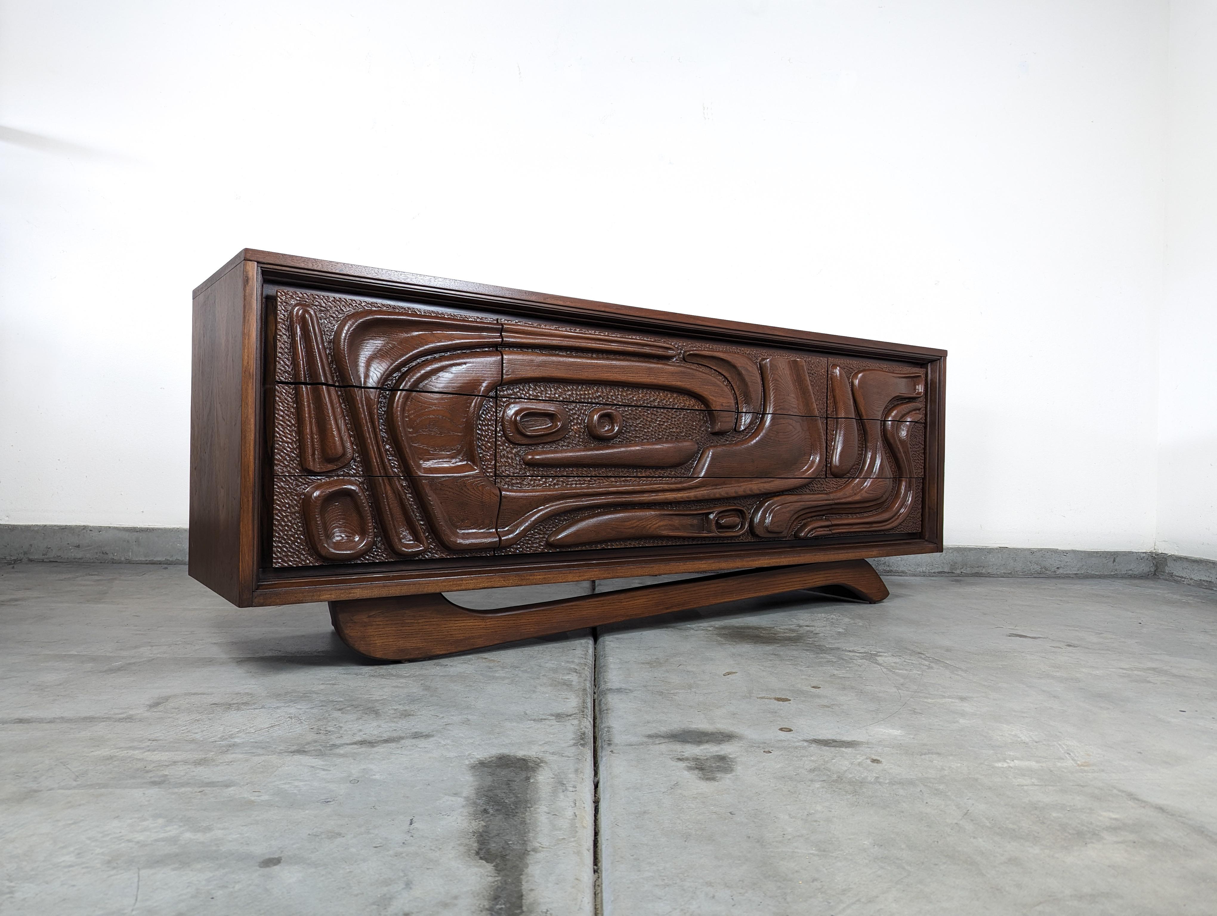 Mid-Century Modern Mid Century 'Oceanic' Sculpted Walnut Dresser by Pulaski Furniture Corp, c1960s For Sale