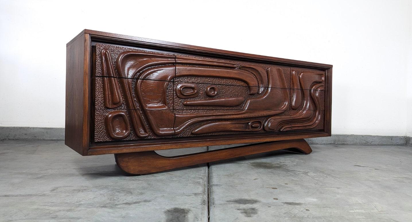 Mid-Century Modern Mid Century 'Oceanic' Sculpted Walnut Dresser by Pulaski Furniture Corp, c1960s For Sale