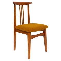 Vintage Mid-Century Ochre Boucle Chair, Medium Wood, M. Zielinski, Europe 1960s