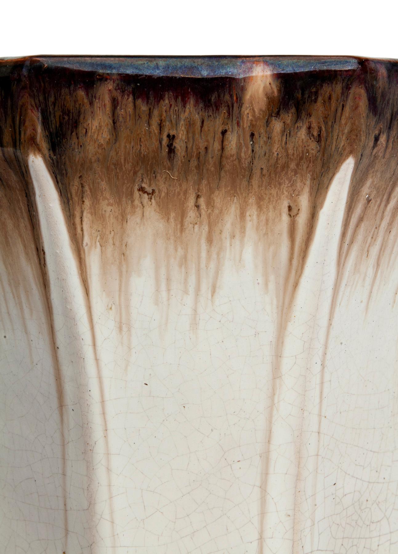 Céramique Pot de fleurs octogonal en céramique émaillée du milieu du siècle en vente