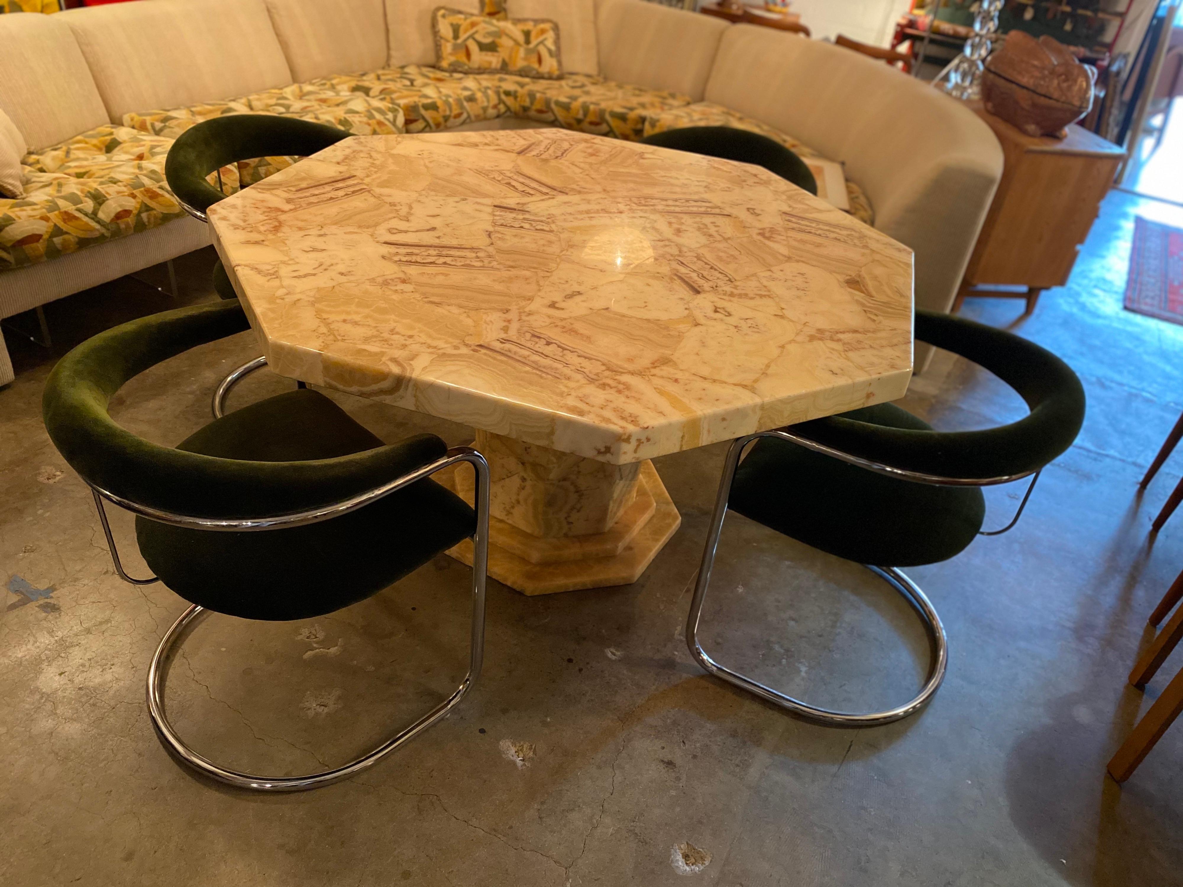 North American Mid-Century Octagonal Faux Onyx Dining Table