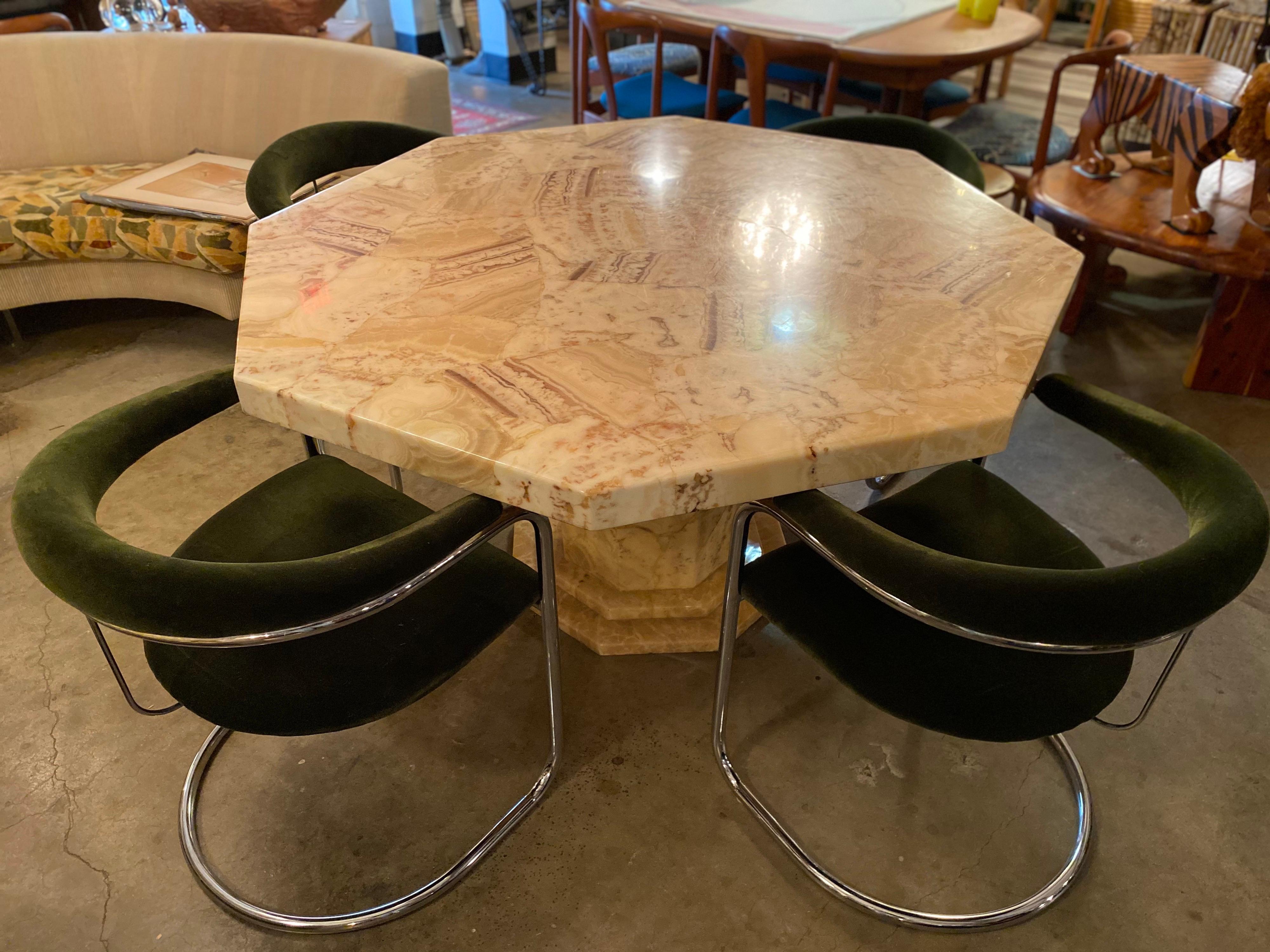 Mid-Century Octagonal Faux Onyx Dining Table In Good Condition In San Antonio, TX