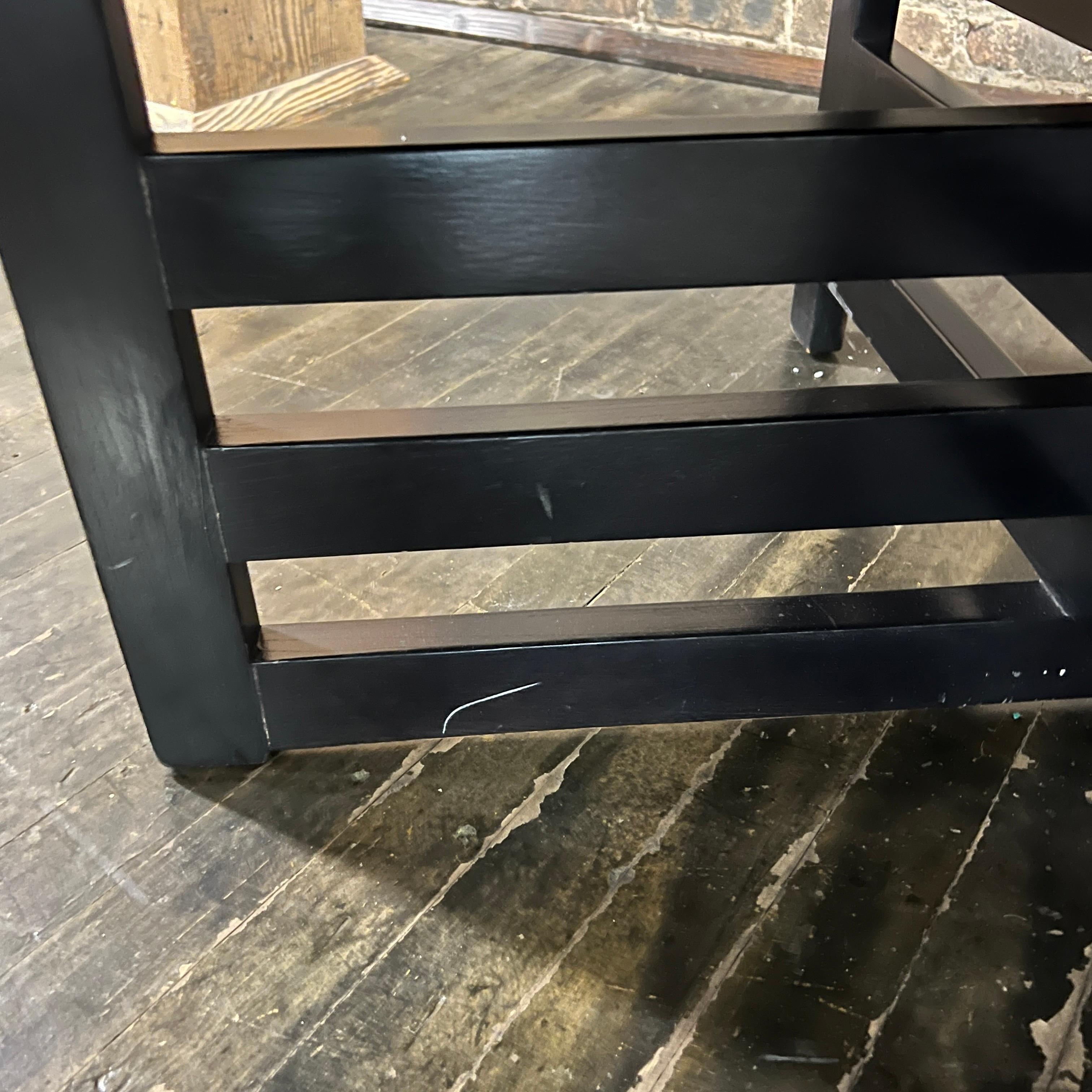 20th Century Mid-Century Octagonal Harvey Probber Travertine and Ebonized Wood Table For Sale