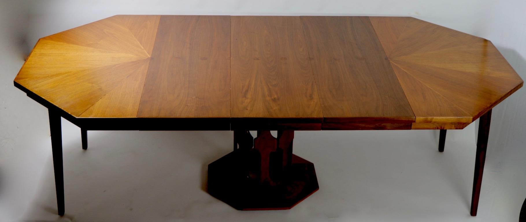 Walnut Mid Century Octagonal Inlay Dining Table by Foster, McDavid