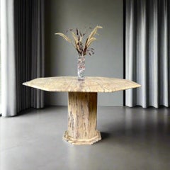Mid-Century Octagonal Marble Dining Table Italy 1980