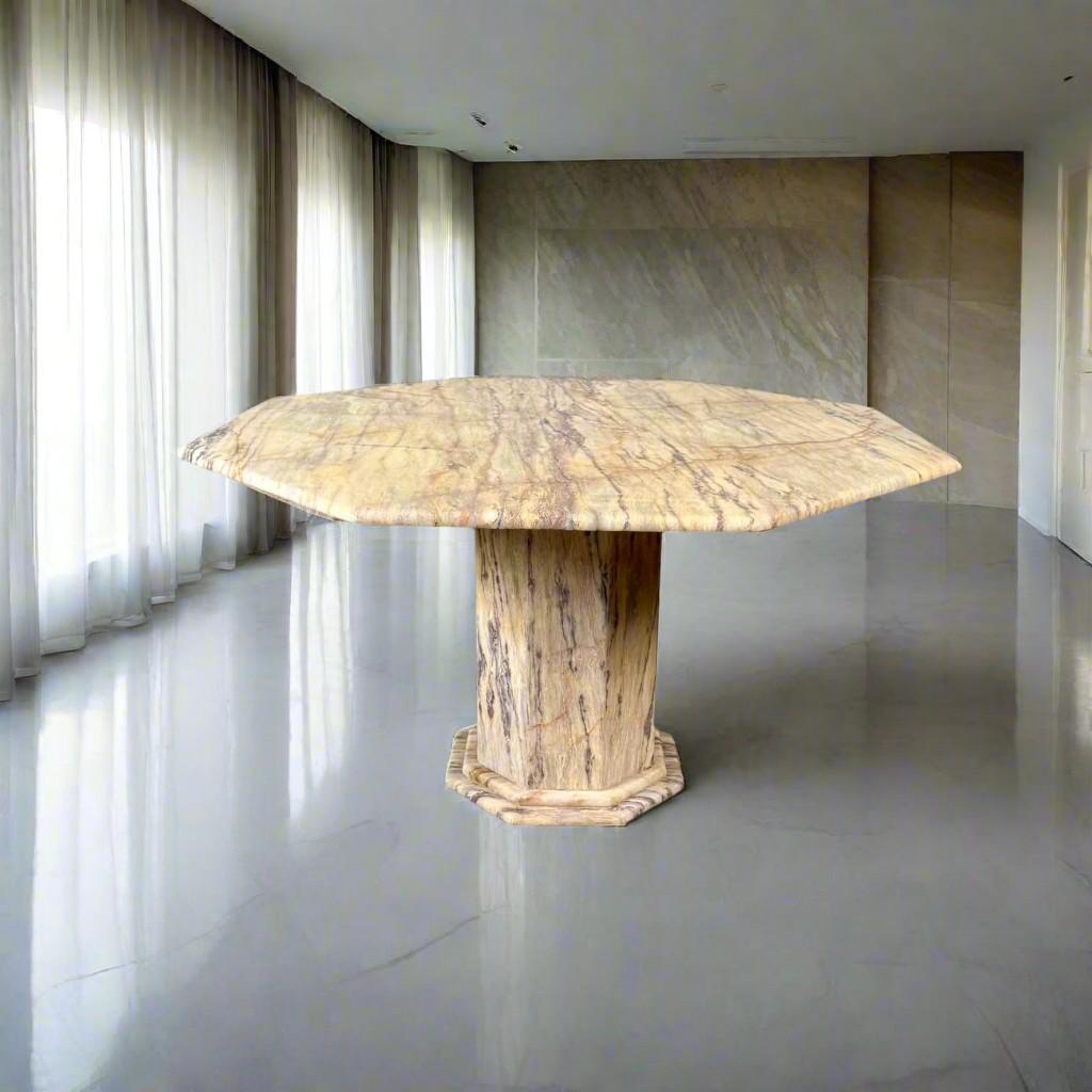 Mesa de comedor octogonal de mármol de mediados de siglo Italia 1980 Art Decó en venta