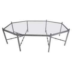 Mid-Century Octagonal Neo-Regency Chrome Cocktail Table