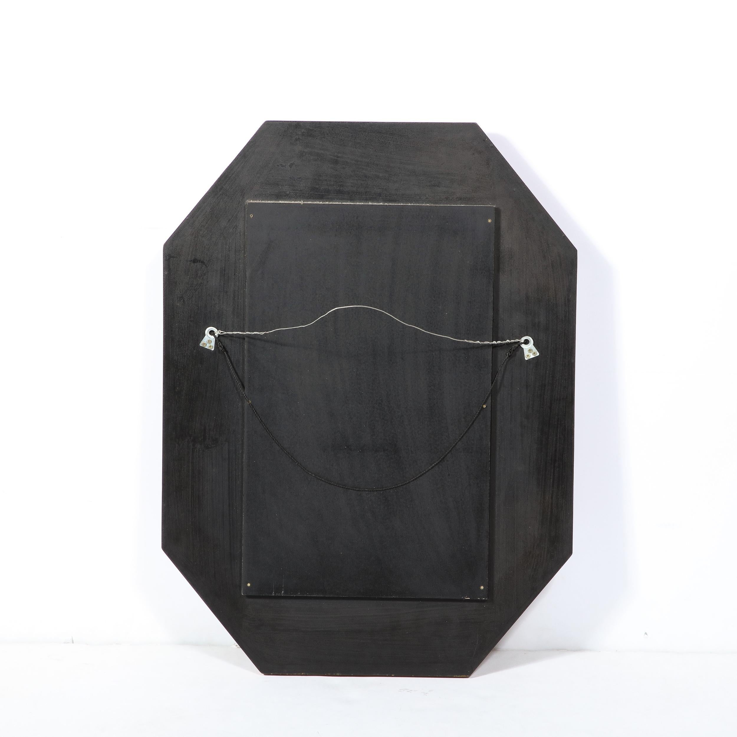 Mid Century Octagonal Shadowbox Mirror with Neoclassical Eglomisé Detailing 4